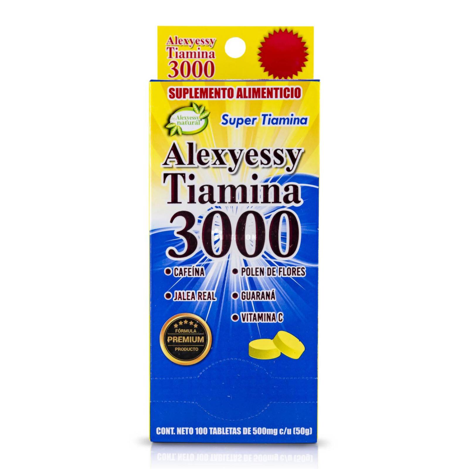 Tiamina 3000 Jalea Real Guaraná Cafeína 100 tabletas 