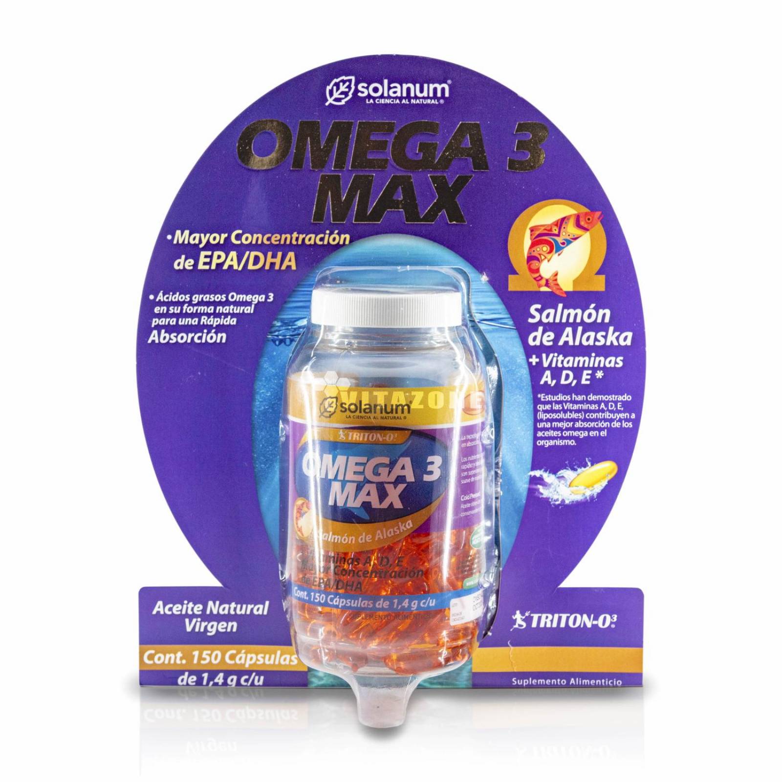 Omega 3 Max EPA/DHA Salmón de Alaska 150 cáps Solanum 
