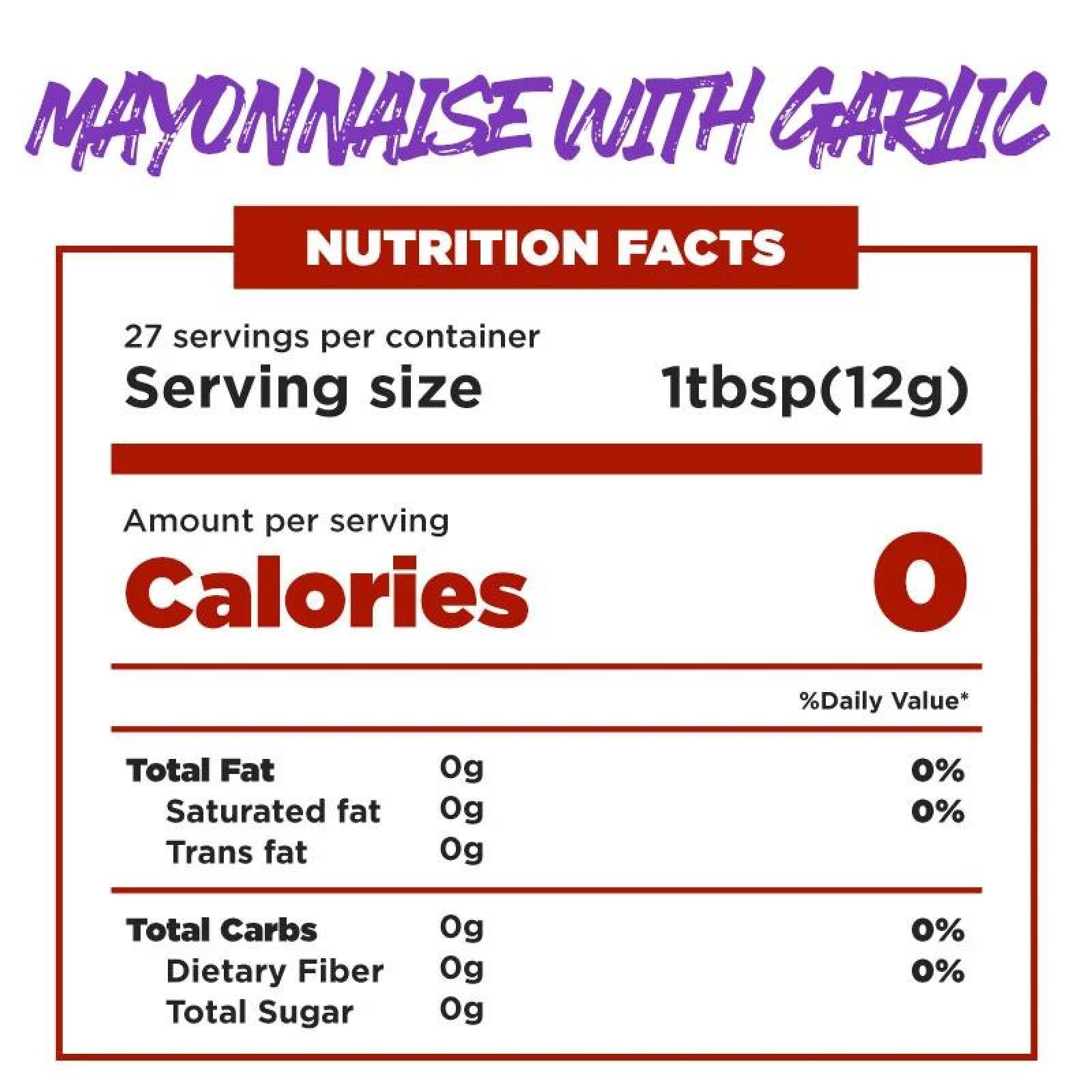 Mayonesa con Ajo Mrs Taste Sin azúcar Sin sodio 335 g 