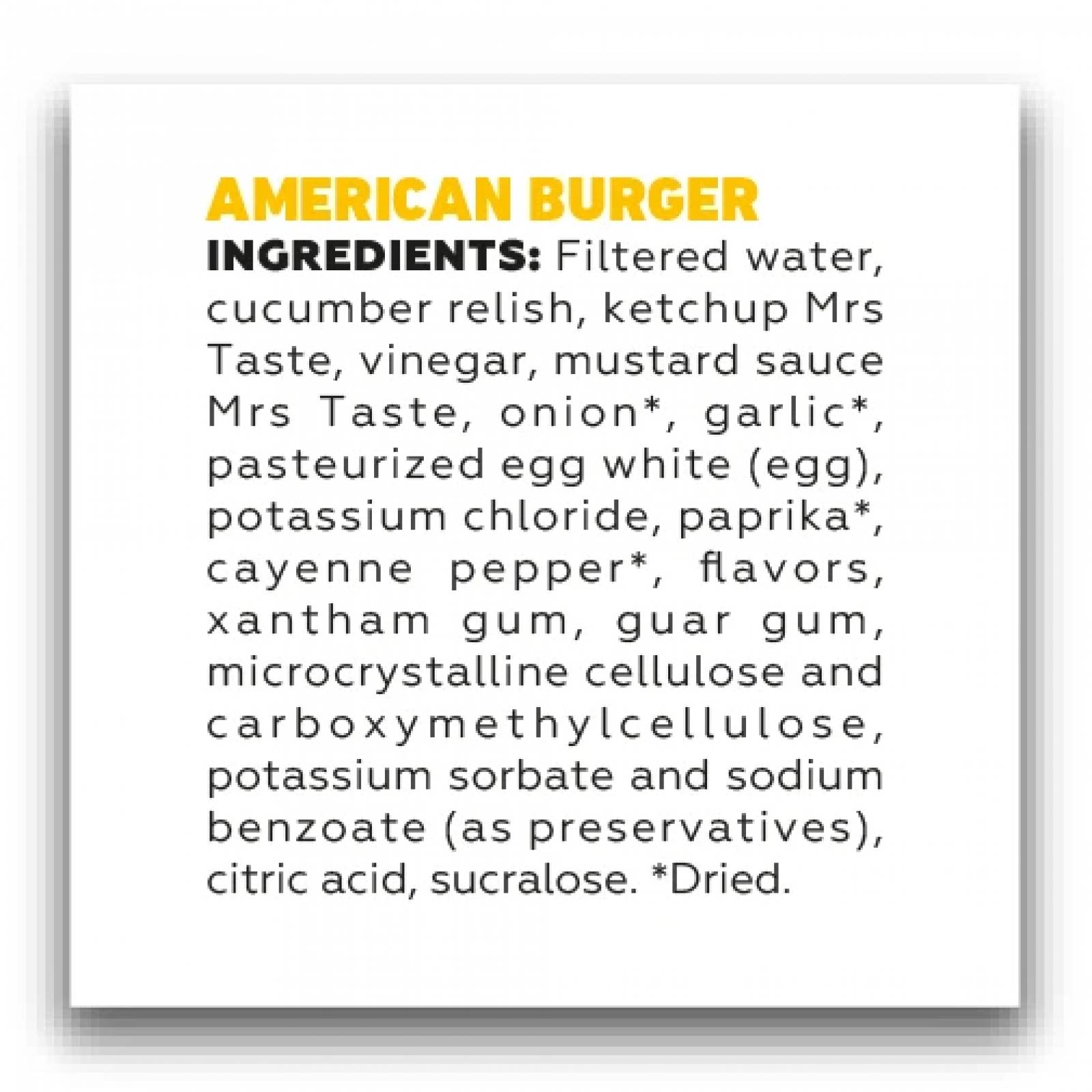 Salsa de Hamburguesa Americana Mrs Taste 340 g Sin calorías 