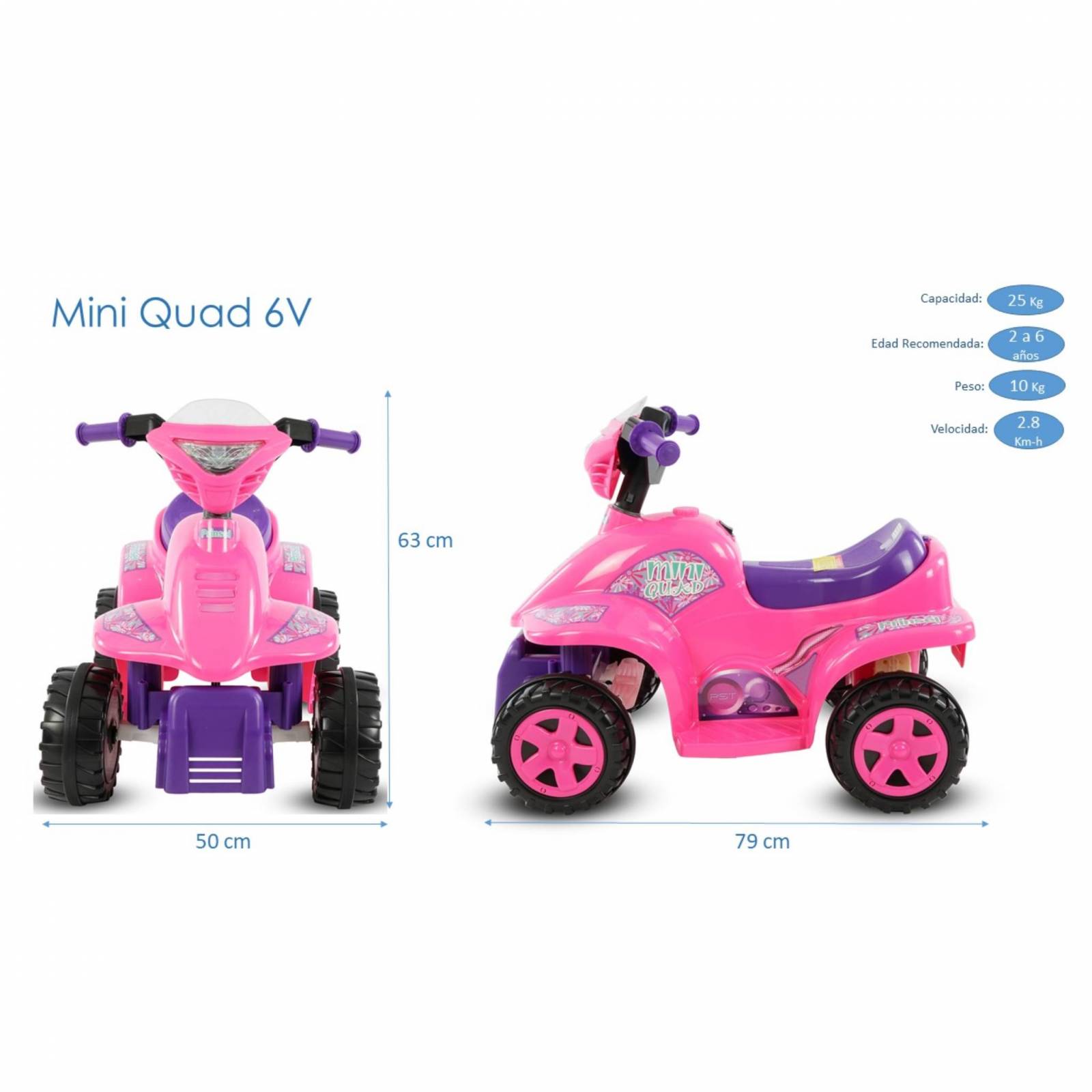 Moto Eléctrica Prinsel Mini Quad Rosa