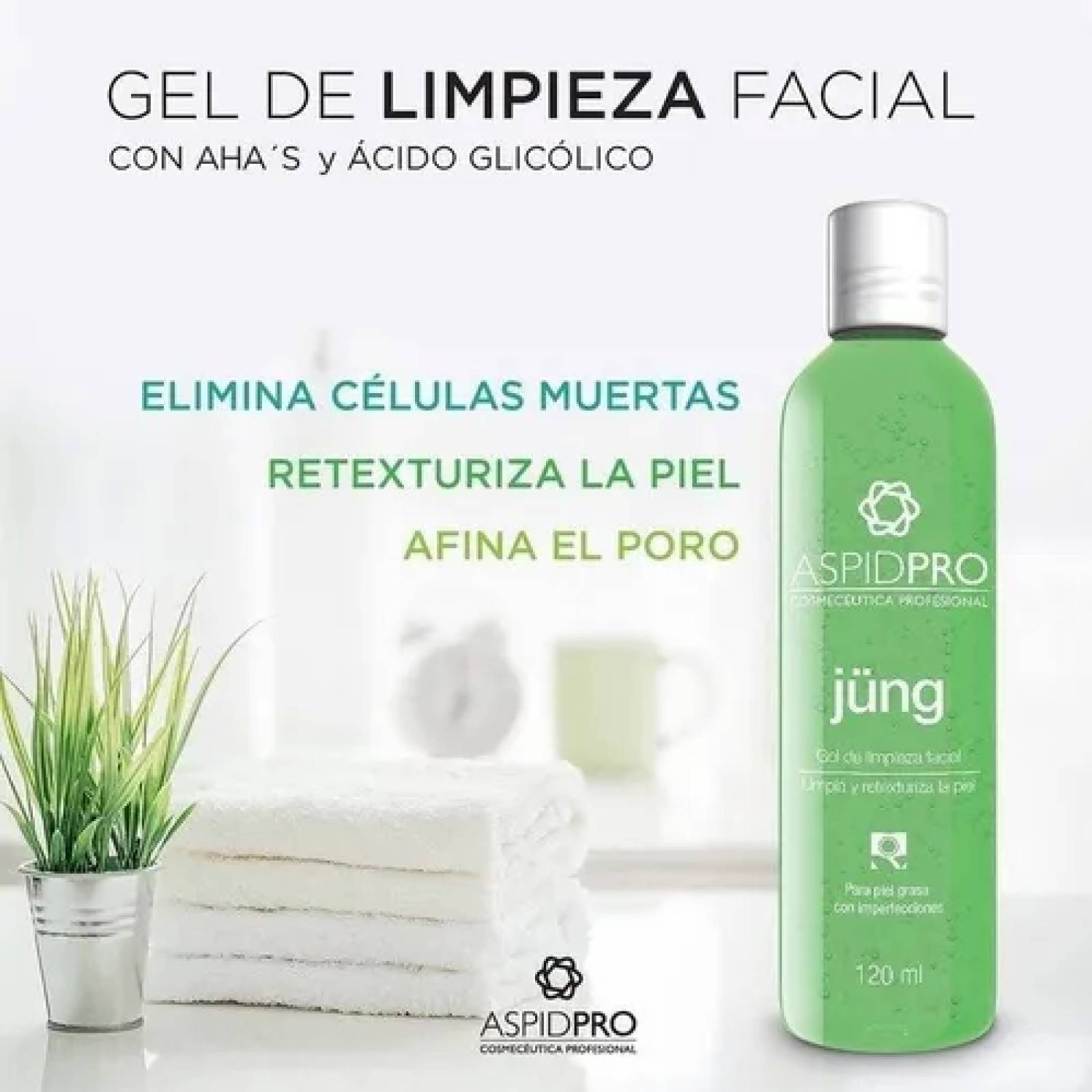 Gel De Limpieza Facial Con Ahas 120ml Aspidpro