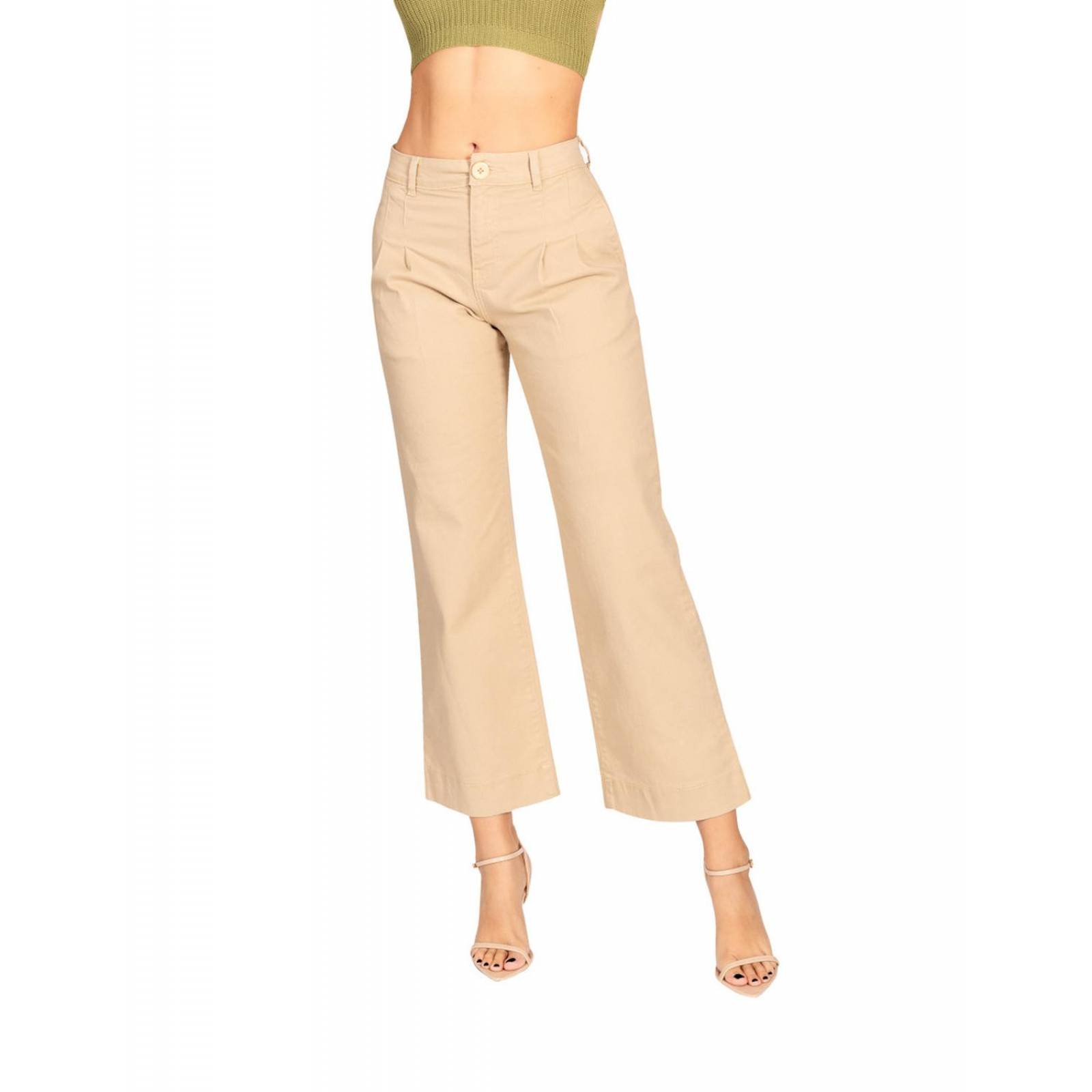 Pantalon recto tiro alto color caqui jeanswest 