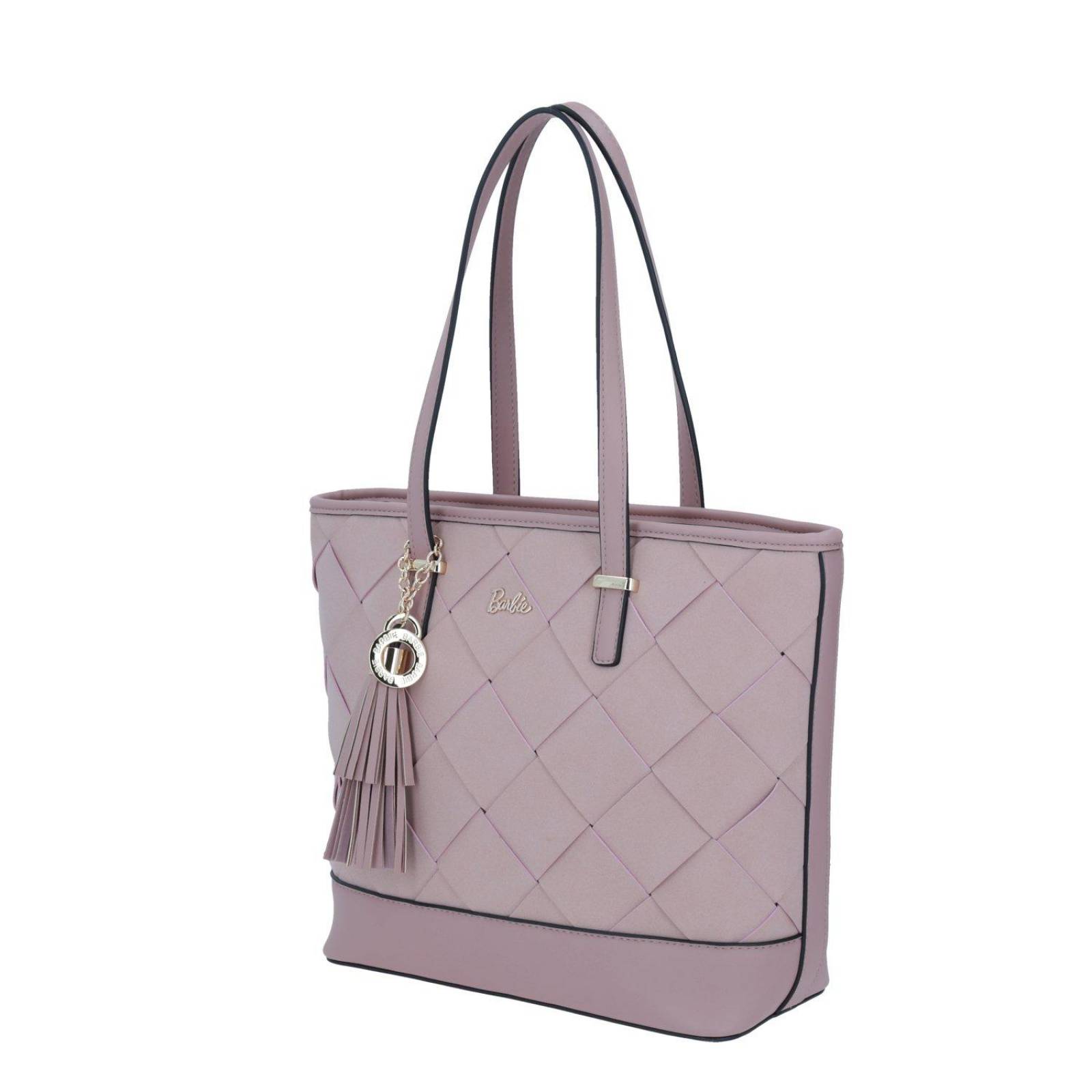Bolso Tote Barbie Con Textura Bordada Color Rosa 