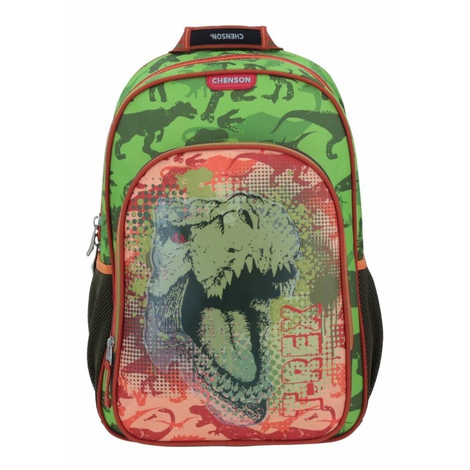 Mochila Grande Chenson Dino Rex Parche Pvc Con Luz Led 