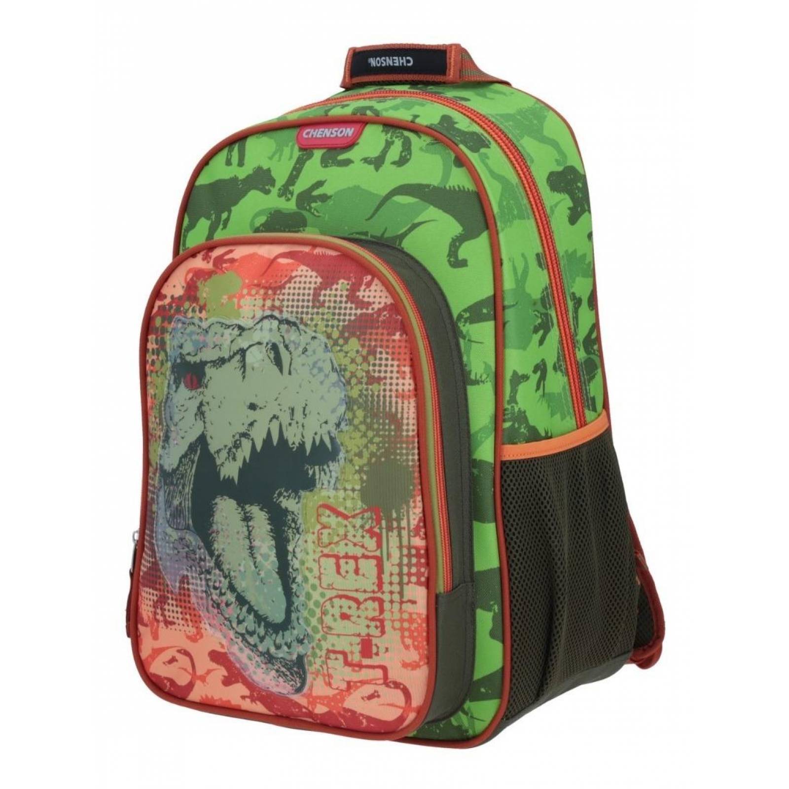 Mochila Grande Chenson Dino Rex Parche Pvc Con Luz Led 