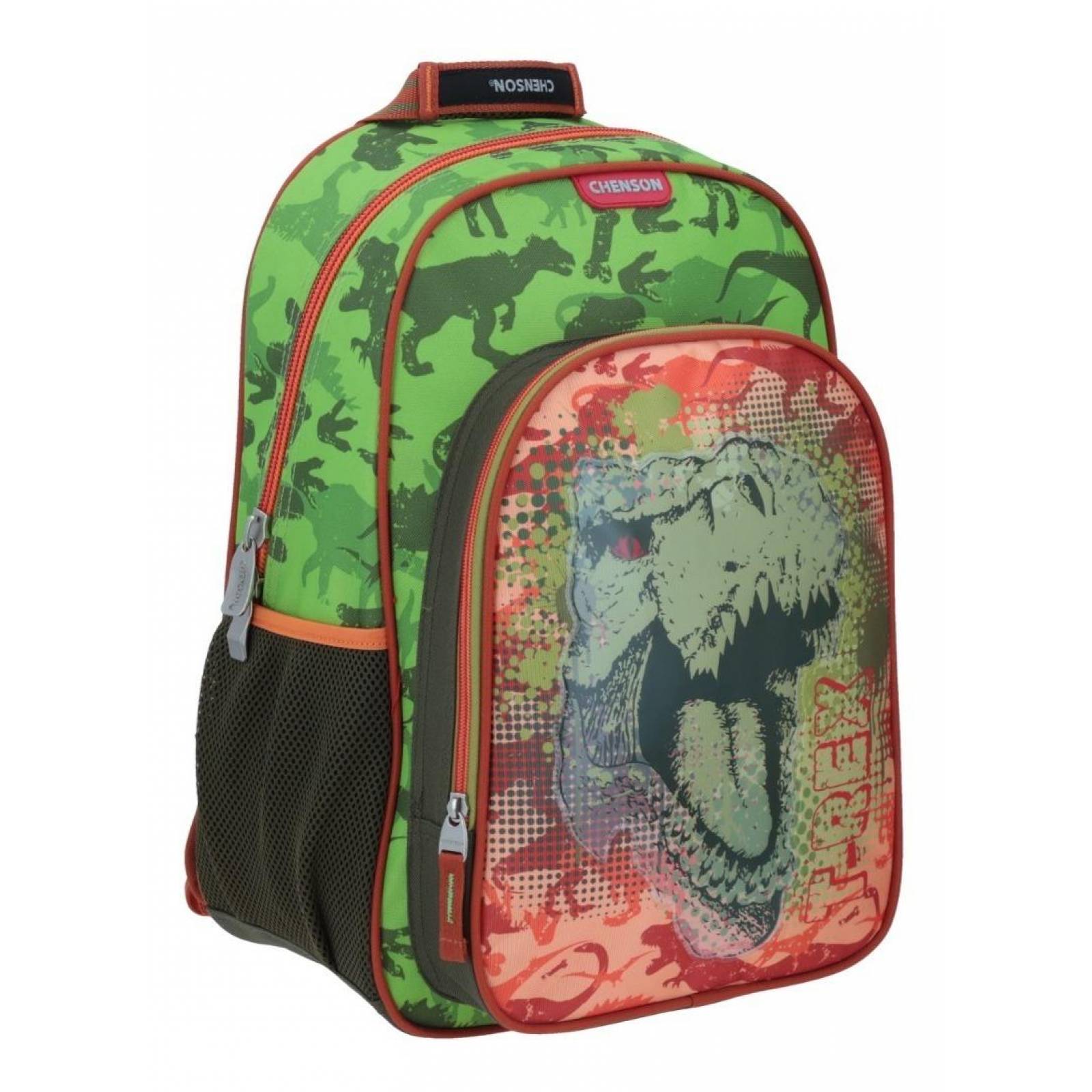 Mochila Grande Chenson Dino Rex Parche Pvc Con Luz Led 