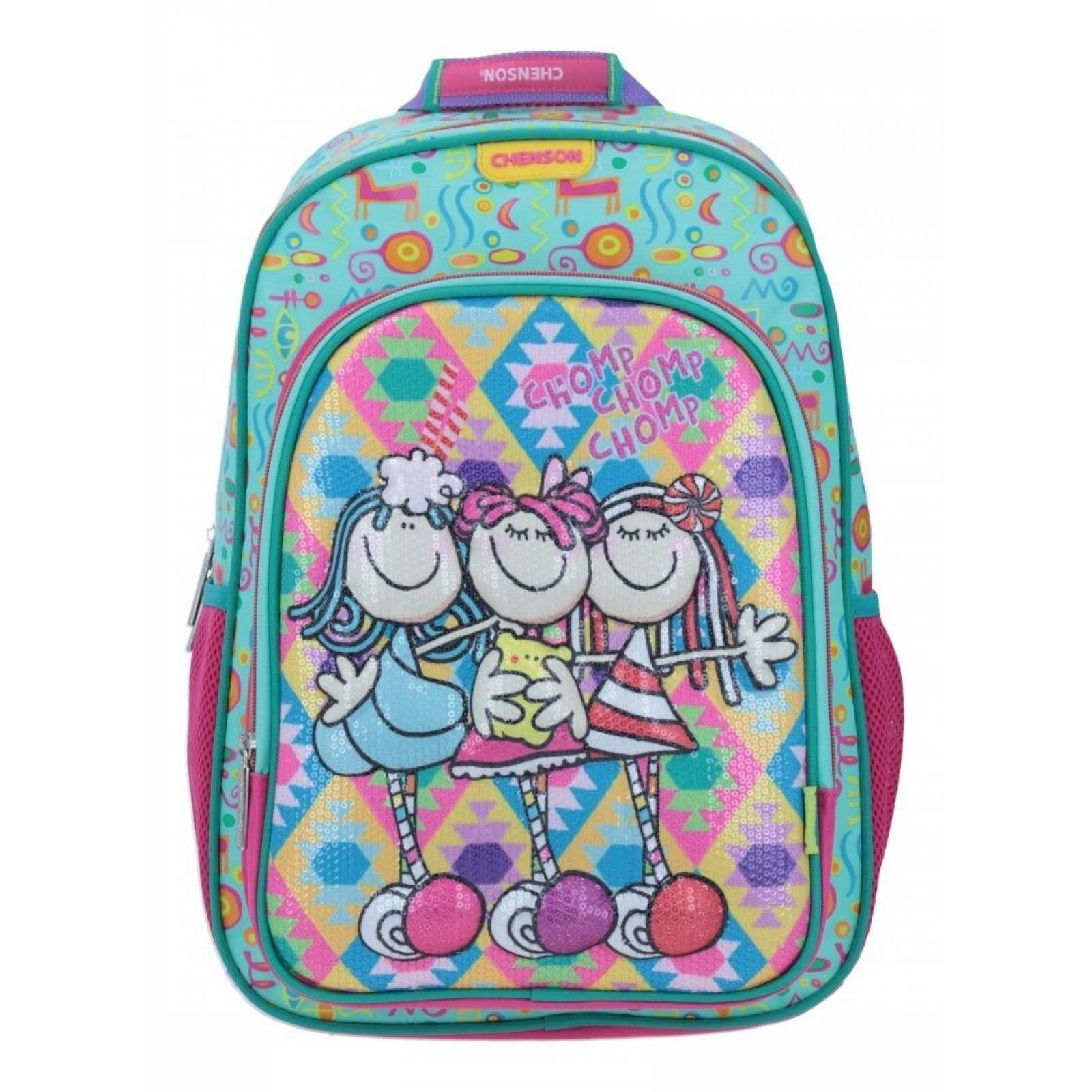 Mochila Chenson Fulanitos Candy Termoformado Con Lentejuelas 