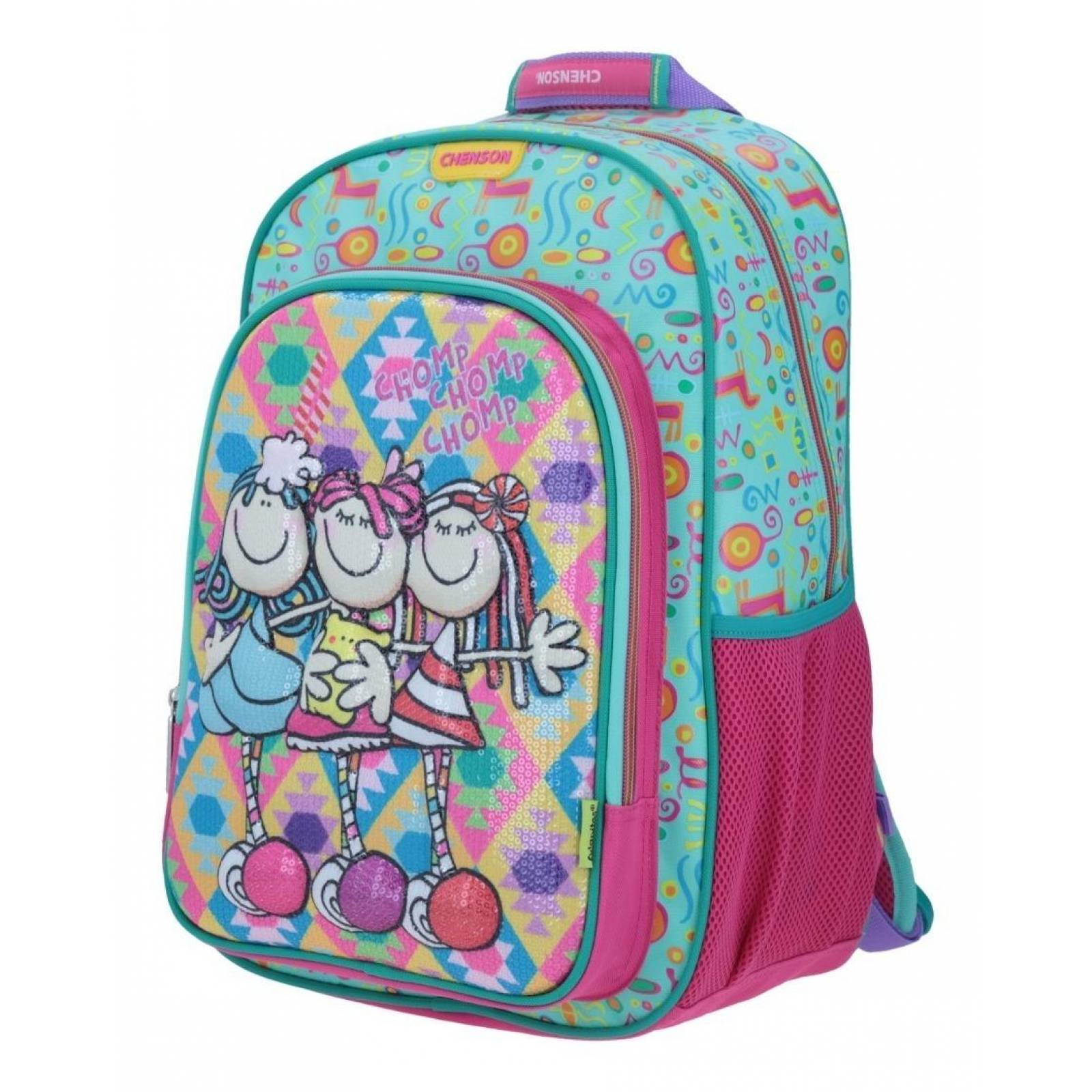Mochila Chenson Fulanitos Candy Termoformado Con Lentejuelas 