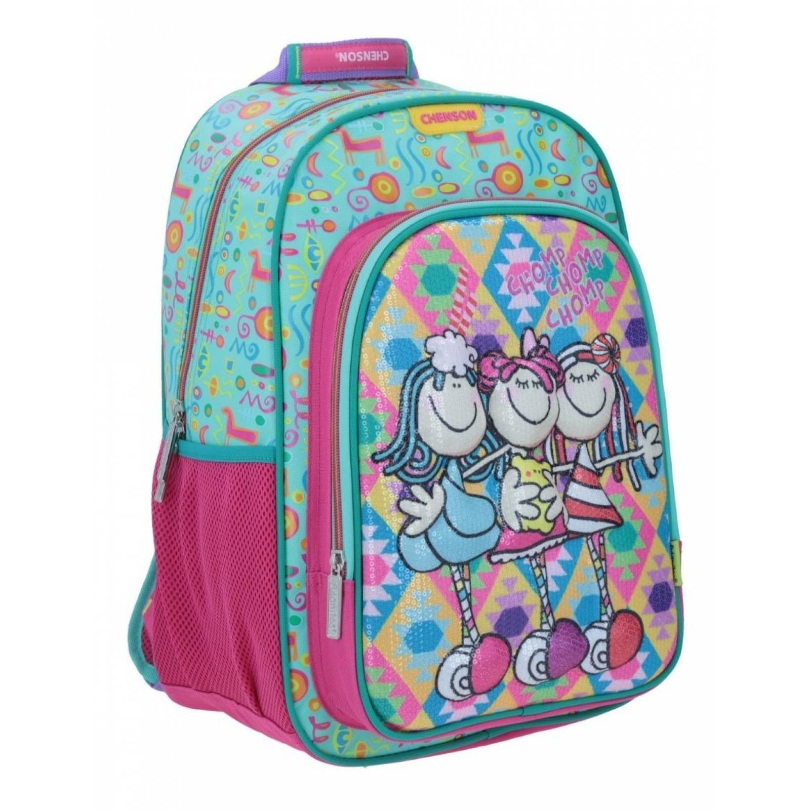 Mochila Chenson Fulanitos Candy Termoformado Con Lentejuelas 