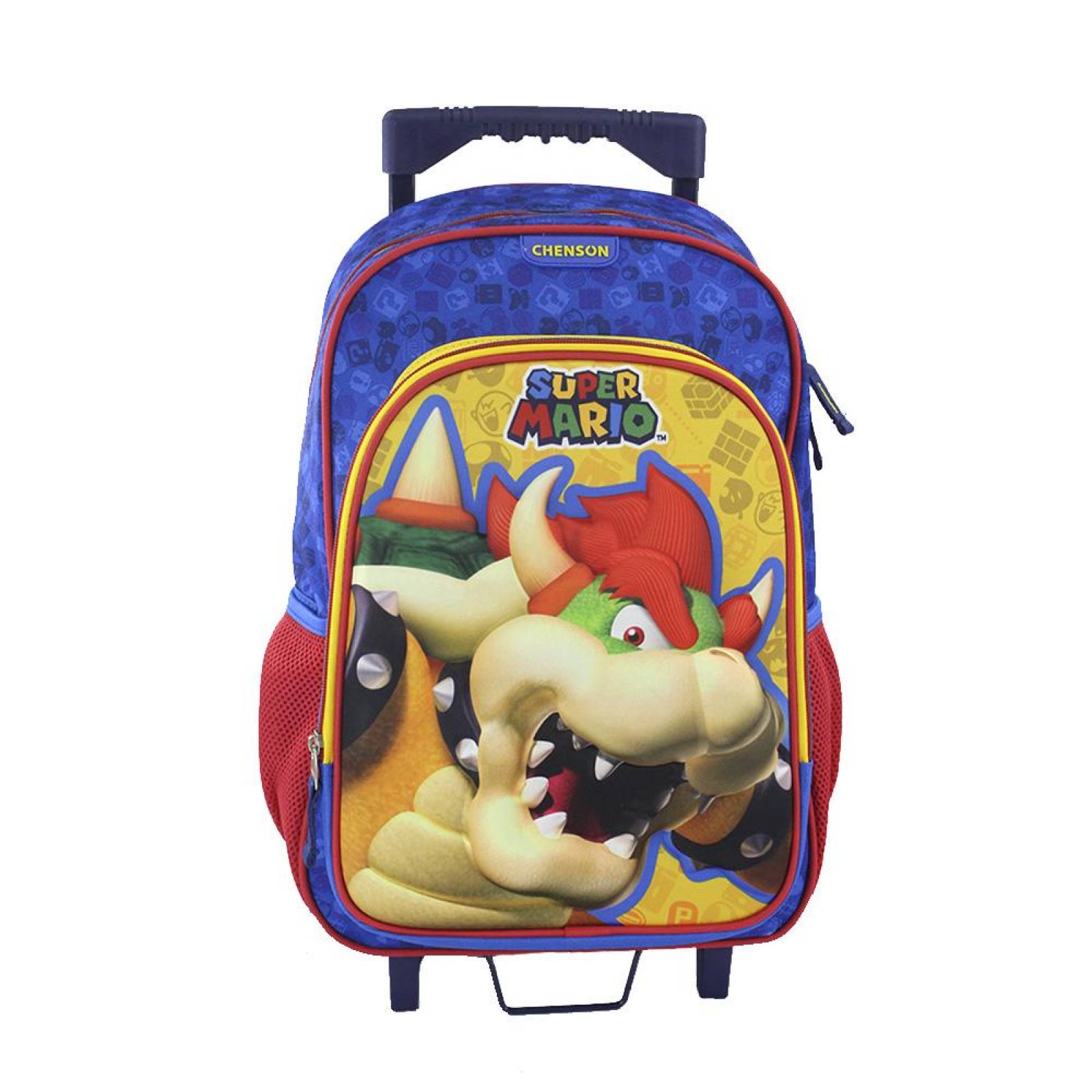 MOCHILA CON RUEDAS GRANDE MARIO BROS Azul