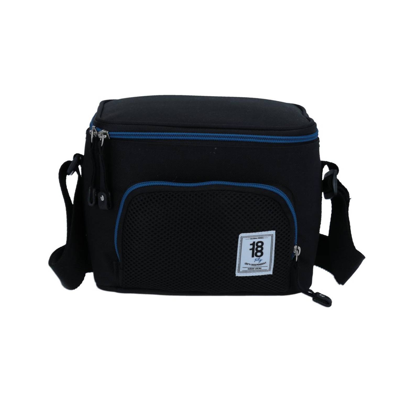 Lonchera Negra Detalle Azul 