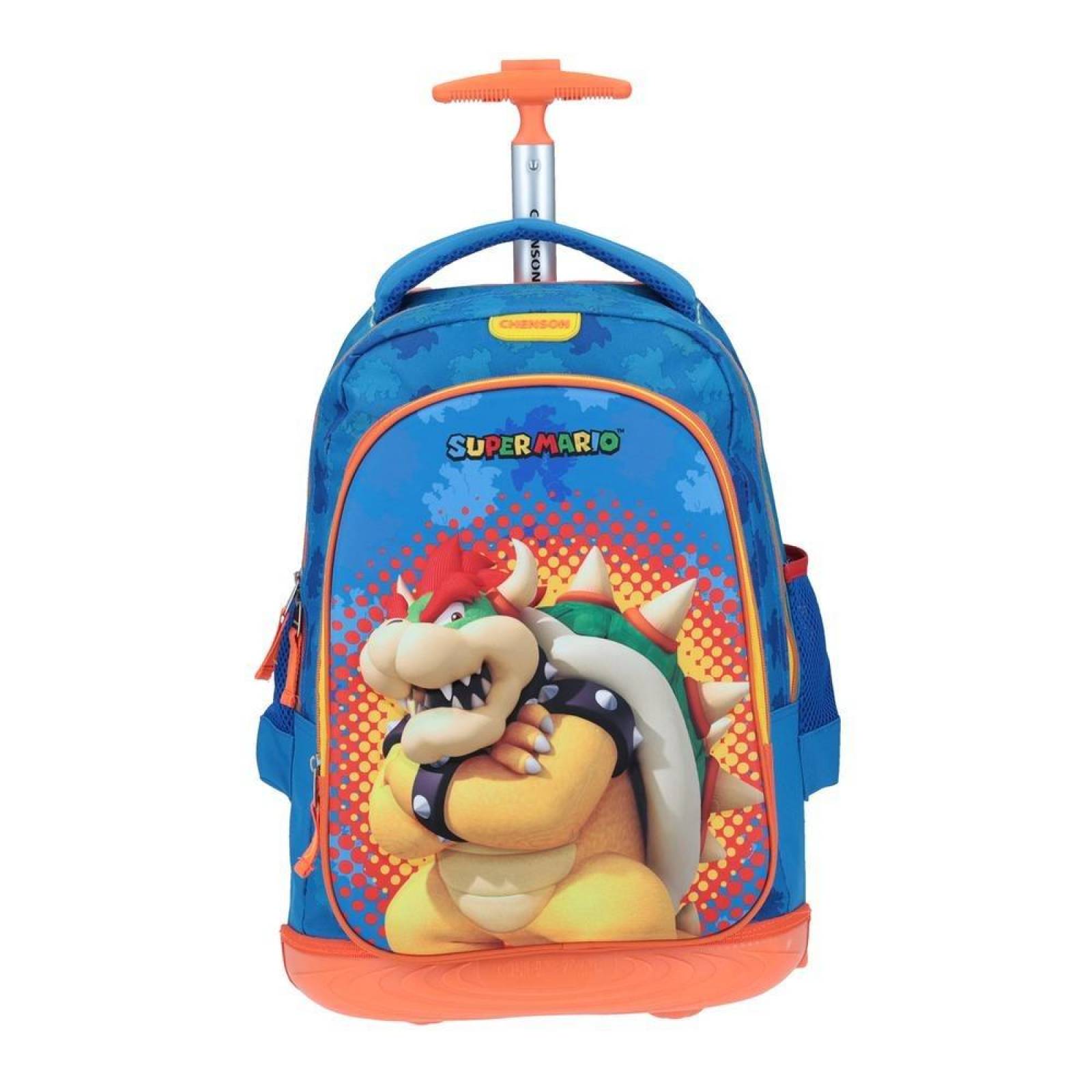 Mochila Con Ruedas Grande Chenson Mario Bros Karte Azul