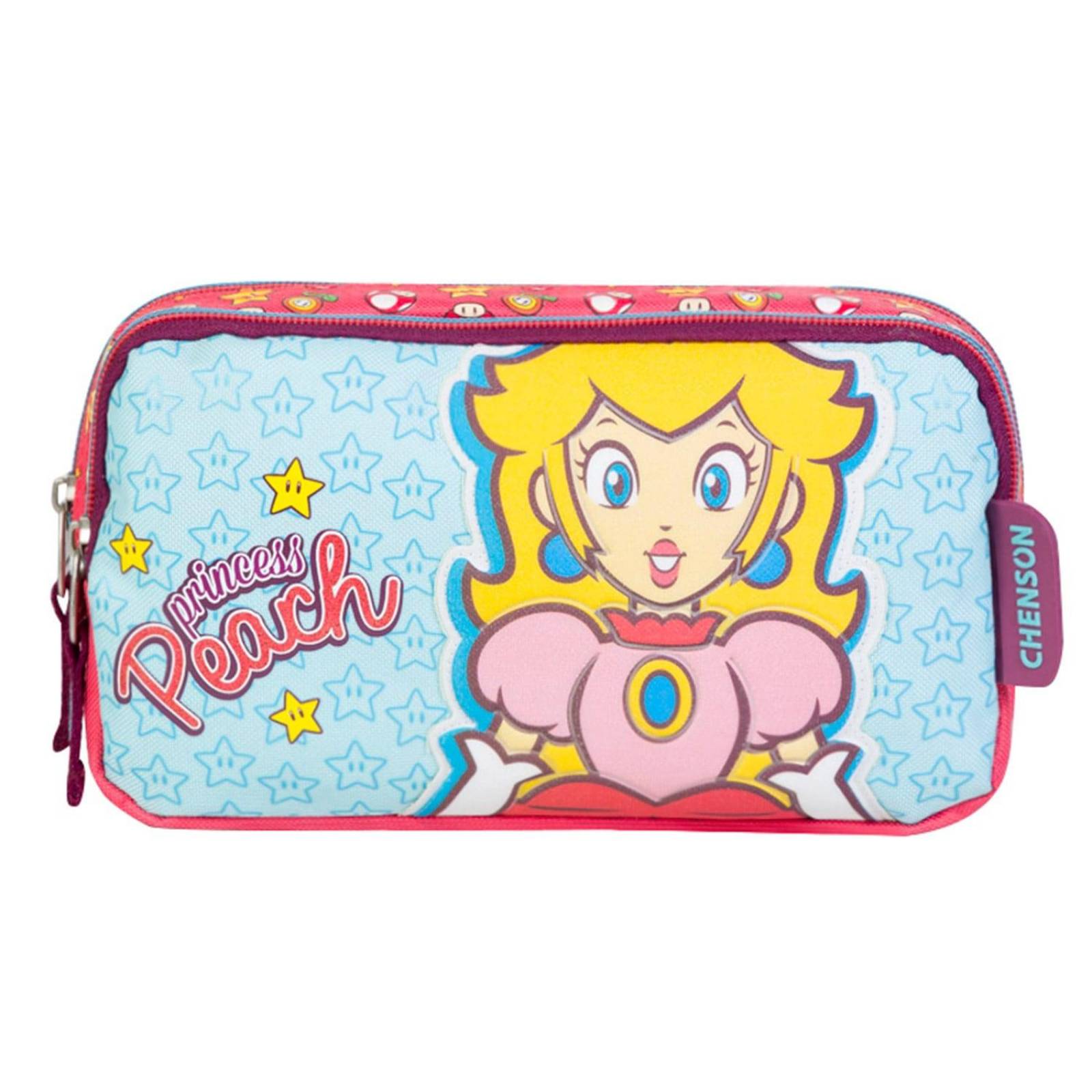 Lapicera CHENSON Mario Bros princesa Peach doble compartimento 