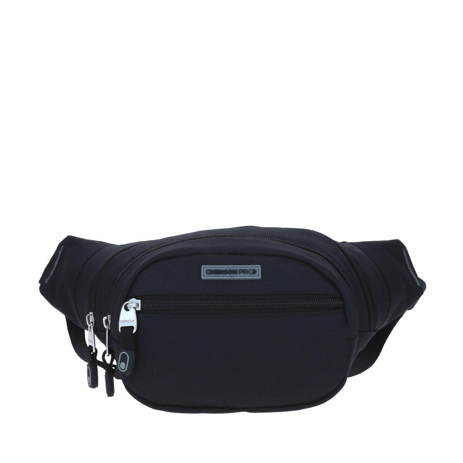 Cangurera Chenson Pro Viaje RAZE Unisex Negro chico doble compartimento
