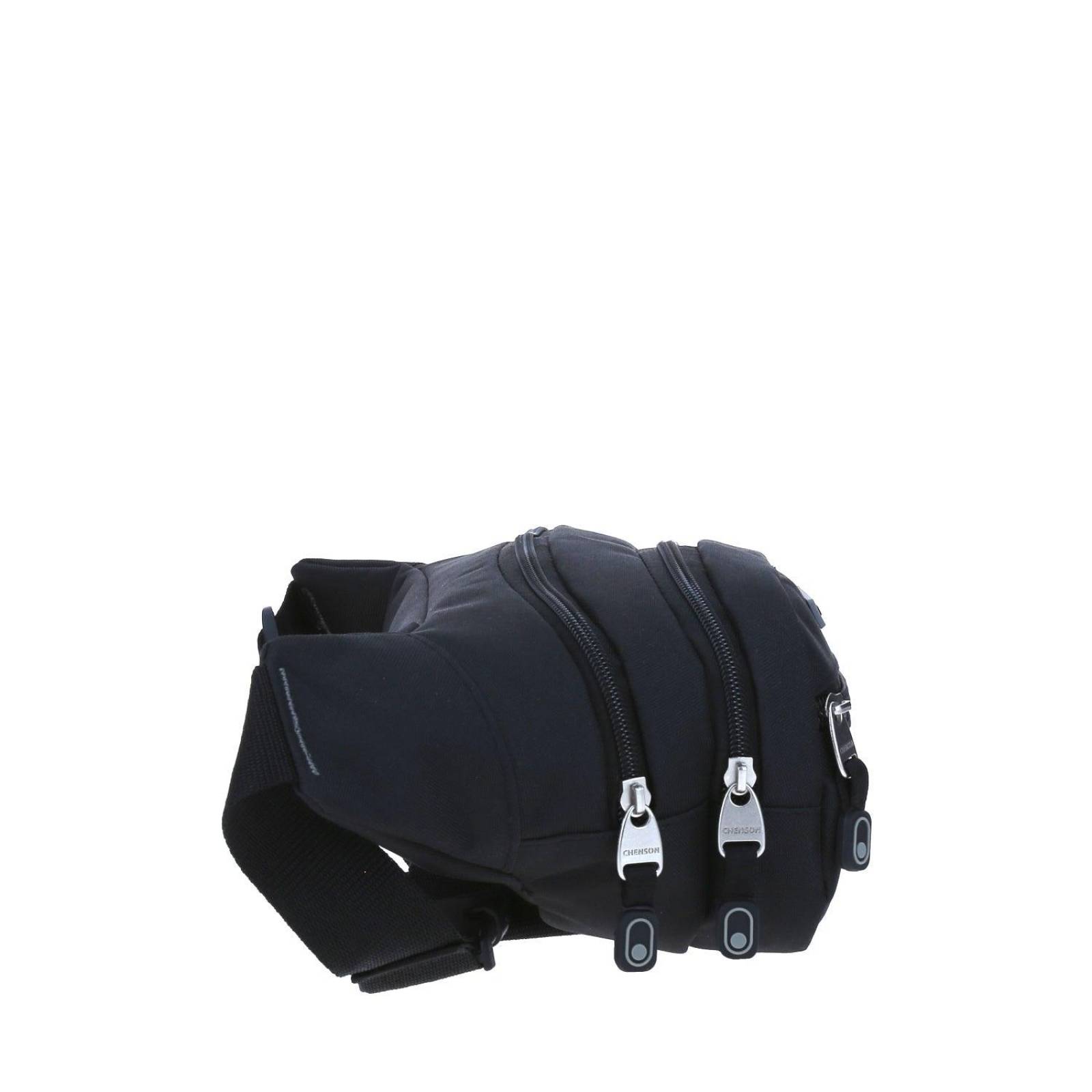 Cangurera Chenson Pro Viaje RAZE Unisex Negro chico doble compartimento