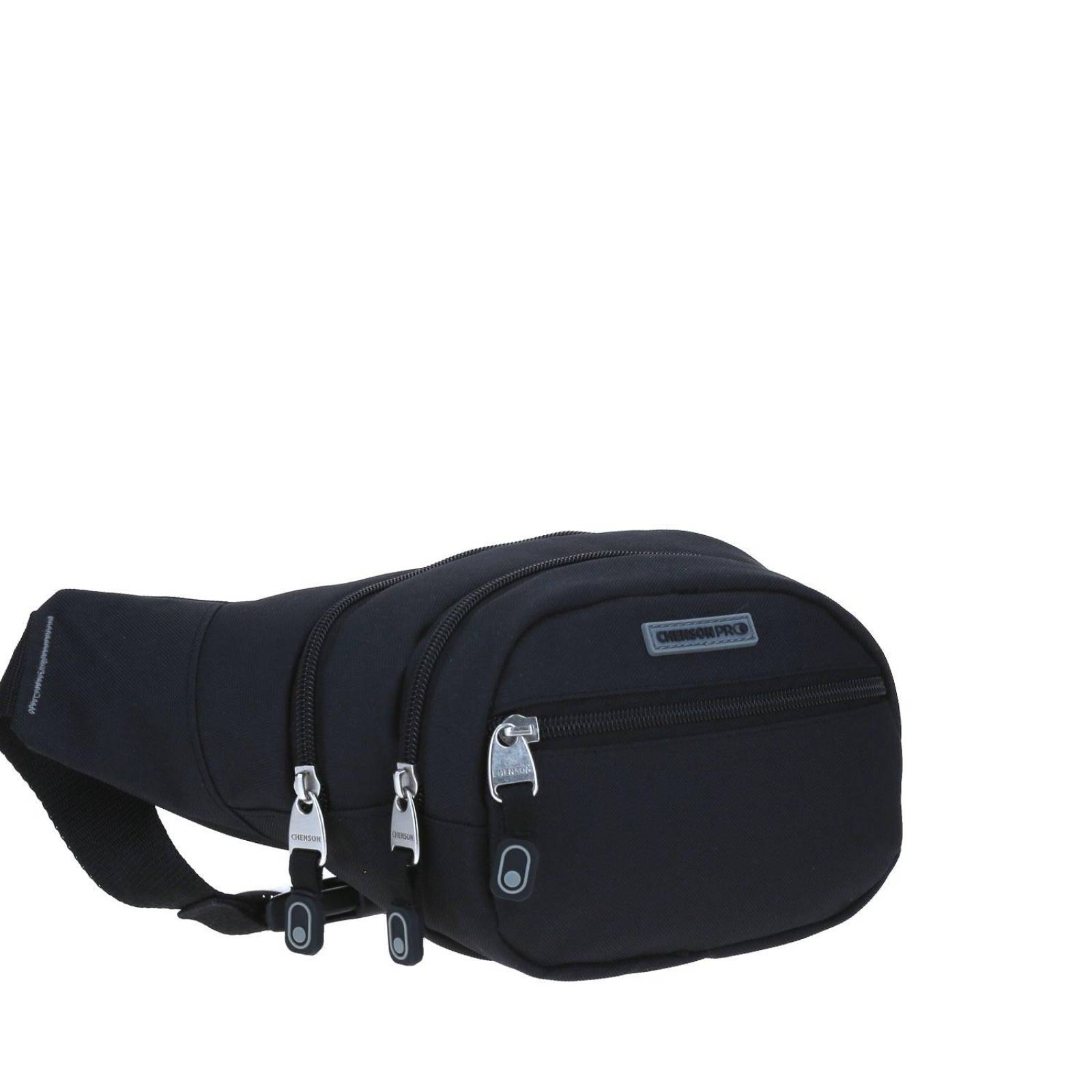 Cangurera Chenson Pro Viaje RAZE Unisex Negro chico doble compartimento