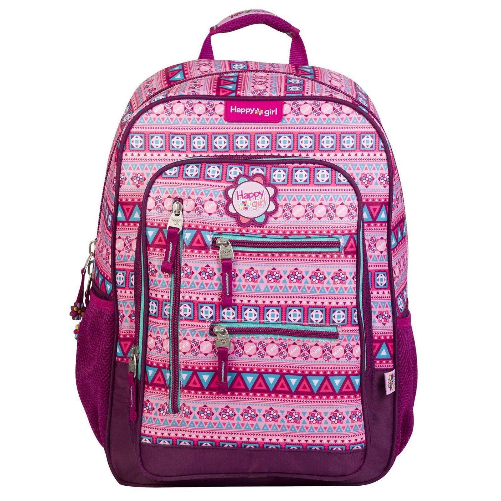 Mochila Grande Rosa Chenson Happy Girl Secundaria PANFI para niña Porta Tablet de hasta 10". 