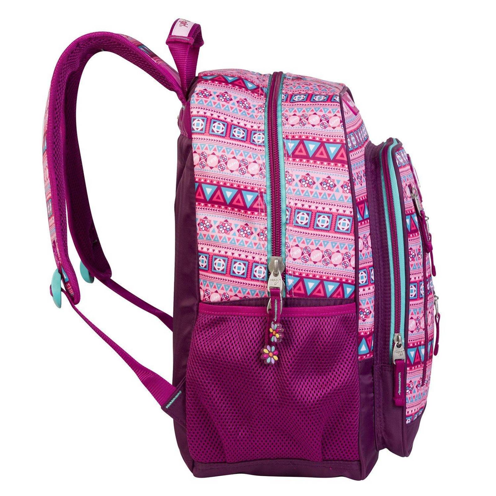 Mochila Grande Rosa Chenson Happy Girl Secundaria PANFI para niña Porta Tablet de hasta 10". 