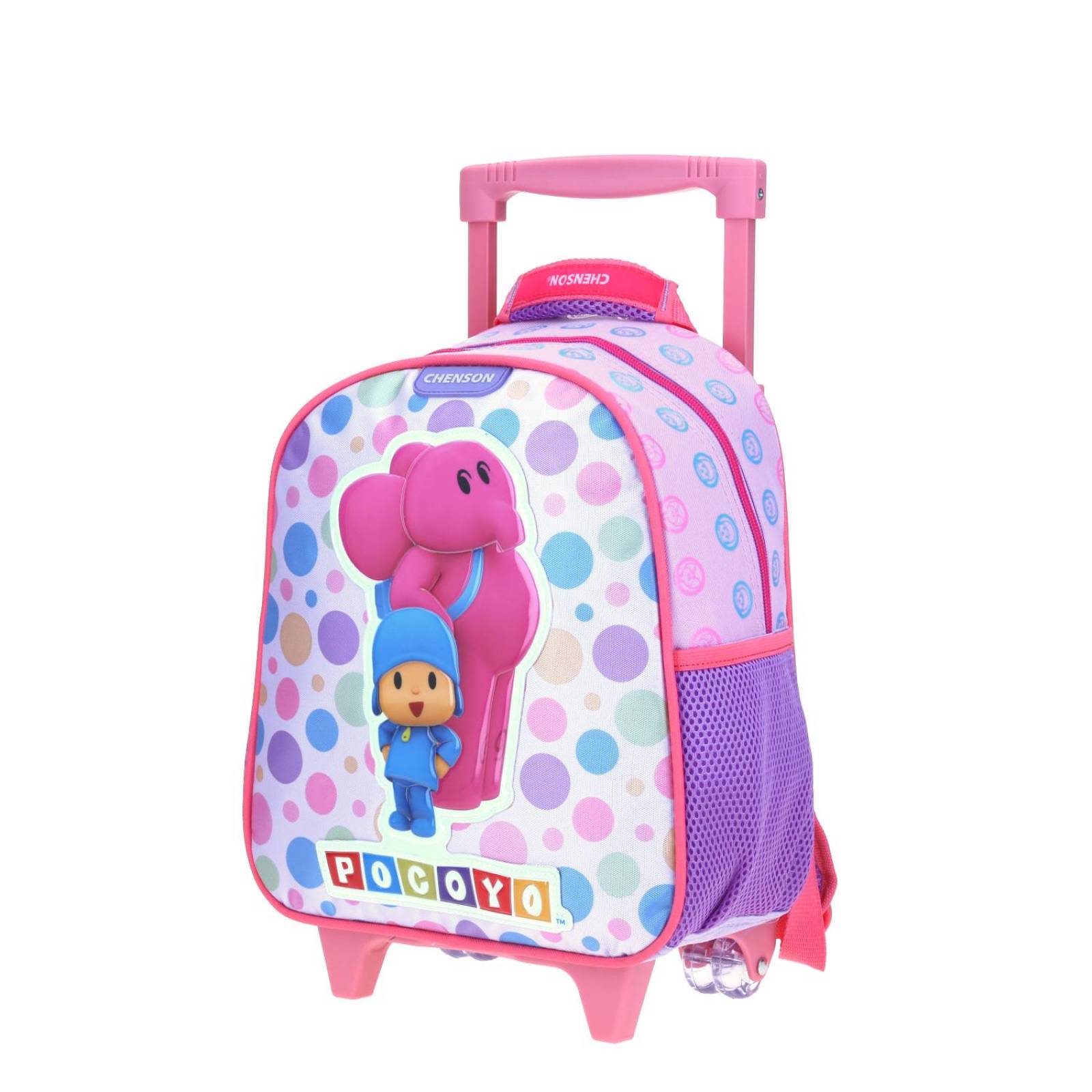 Mochila con Ruedas Chico Violeta Chenson Pocoyo Kinder PAIRCO para niña