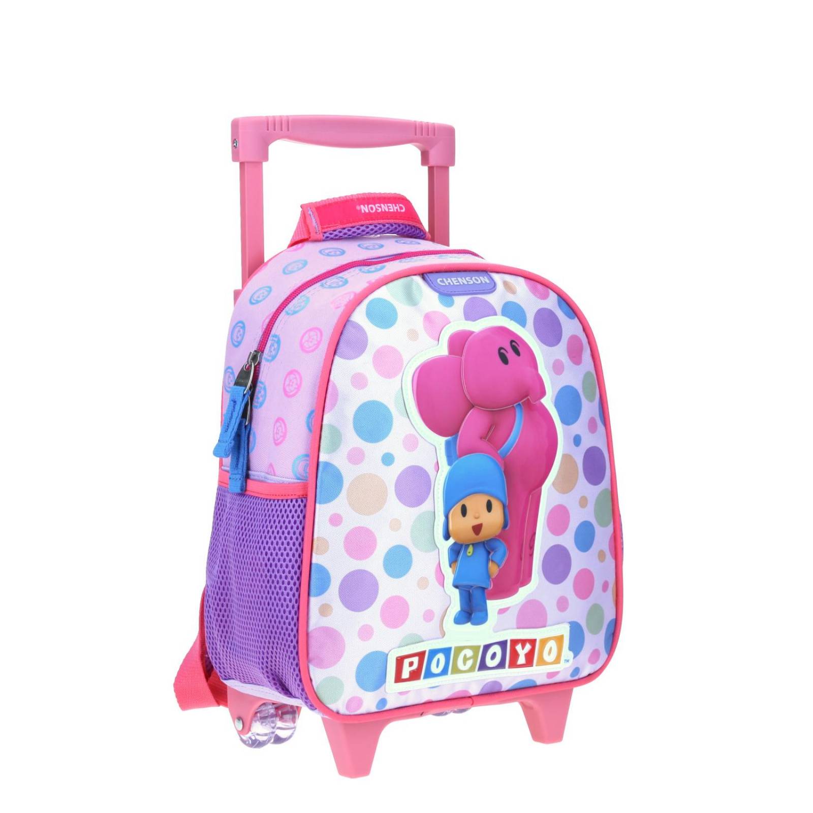 Mochila con Ruedas Chico Violeta Chenson Pocoyo Kinder PAIRCO para niña