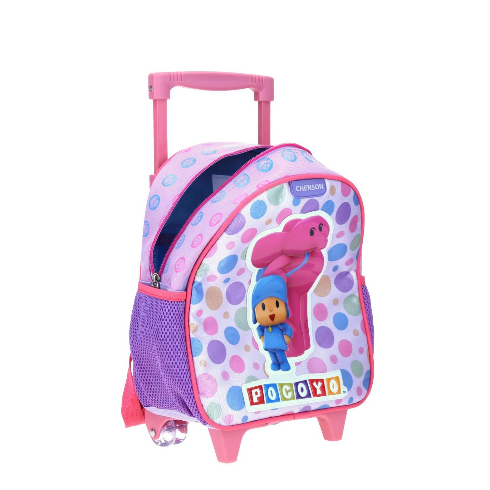 Mochila con Ruedas Chico Violeta Chenson Pocoyo Kinder PAIRCO para niña