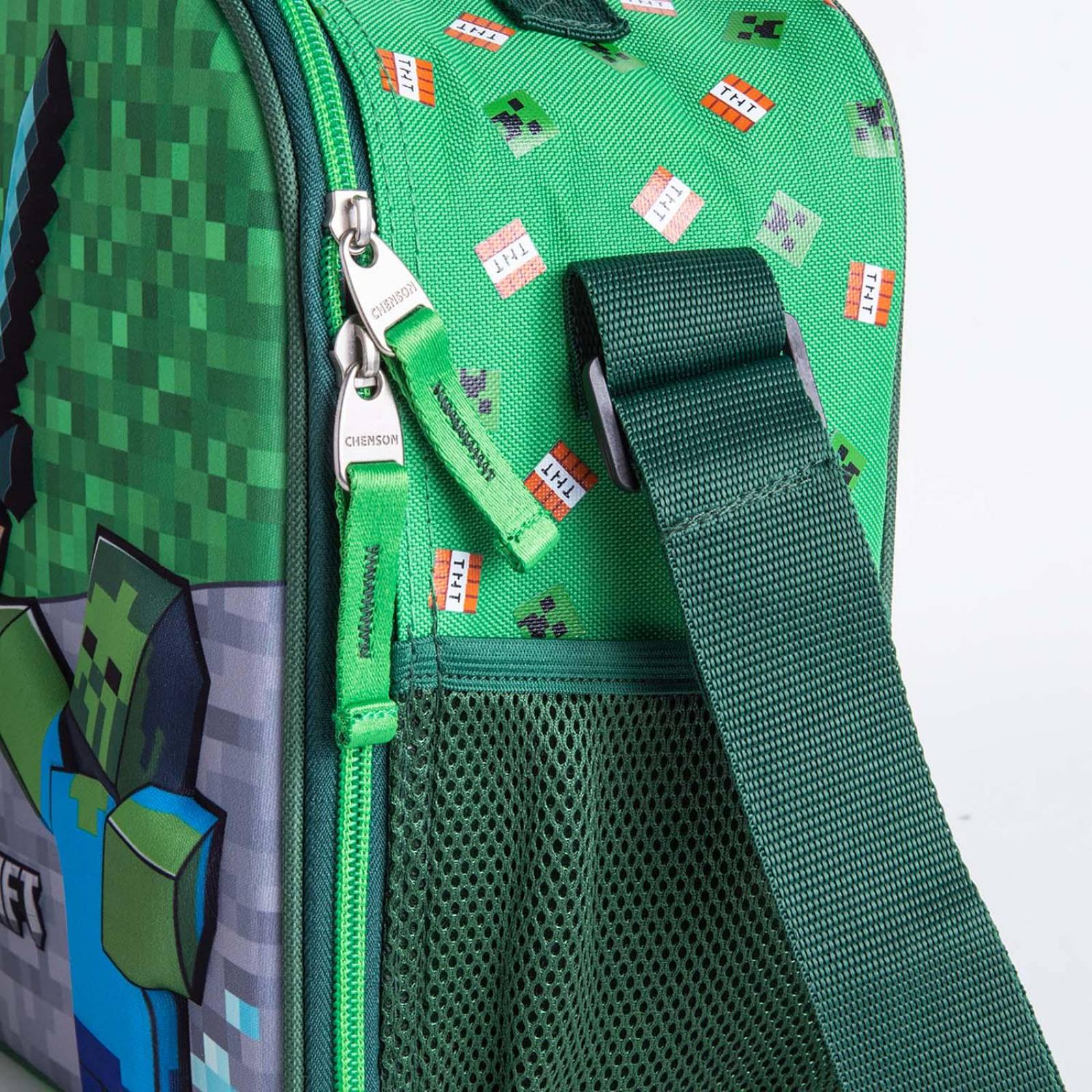 Lonchera Chico Verde Chenson Minecraft Primaria FAIGT para niño 