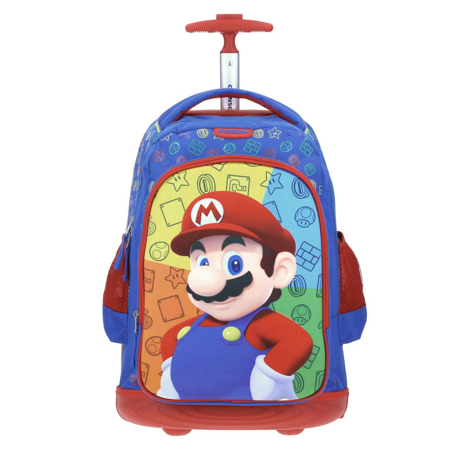 Mochila con Ruedas Grande Azul Chenson Mario Bros Primaria PLAYBA para nino