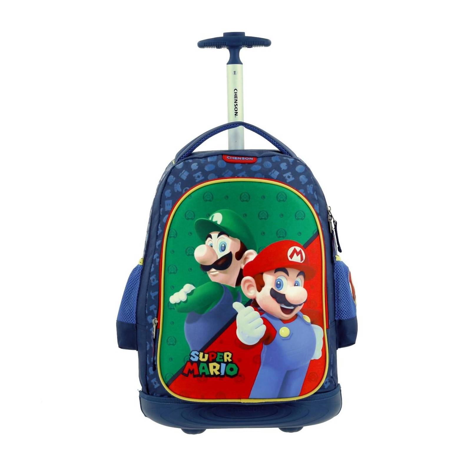 Mochila con Ruedas grande Escolar Chenson Mario Bros Azul 
