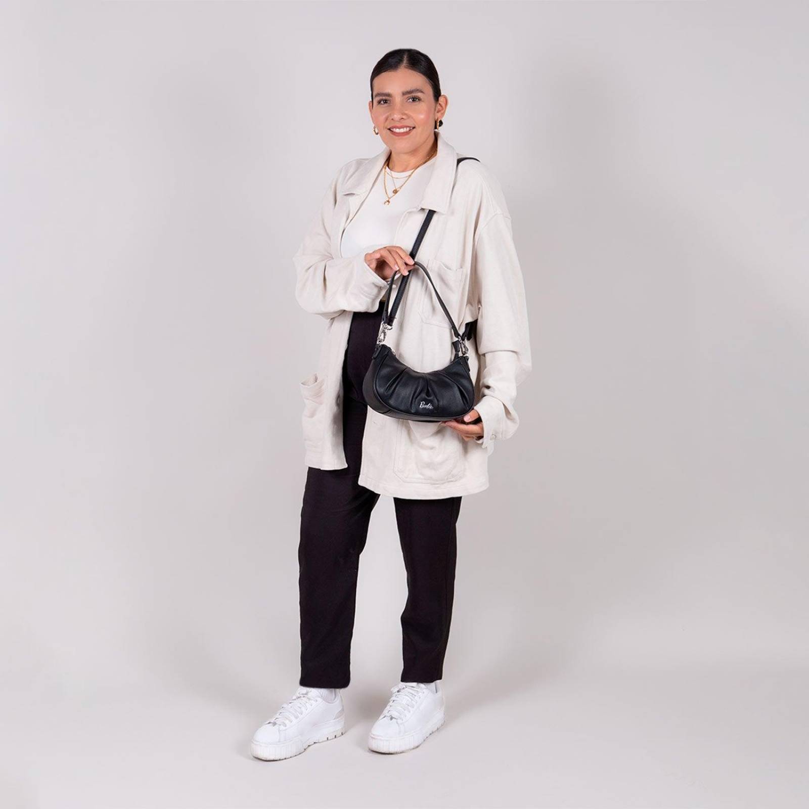 Bolso de dama Baguette mediana Barbie by GORETT Negro BRIANA 
