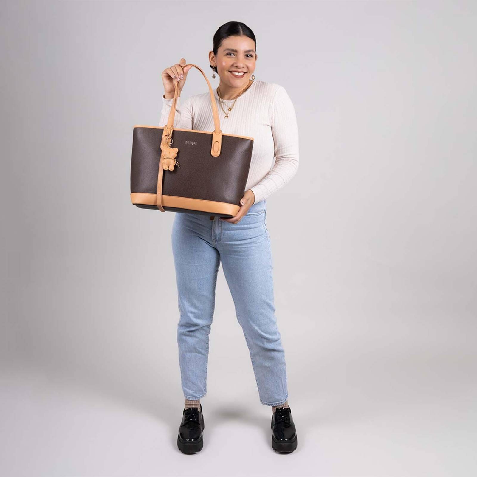 Bolso de dama Tote grande MADISON Café NELSON 