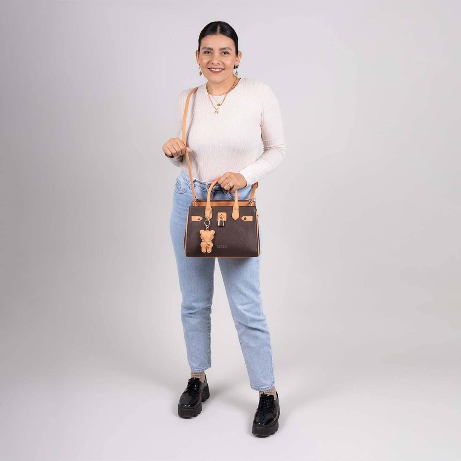 Bolso de dama Satchel mediana MADISON Café NELSON