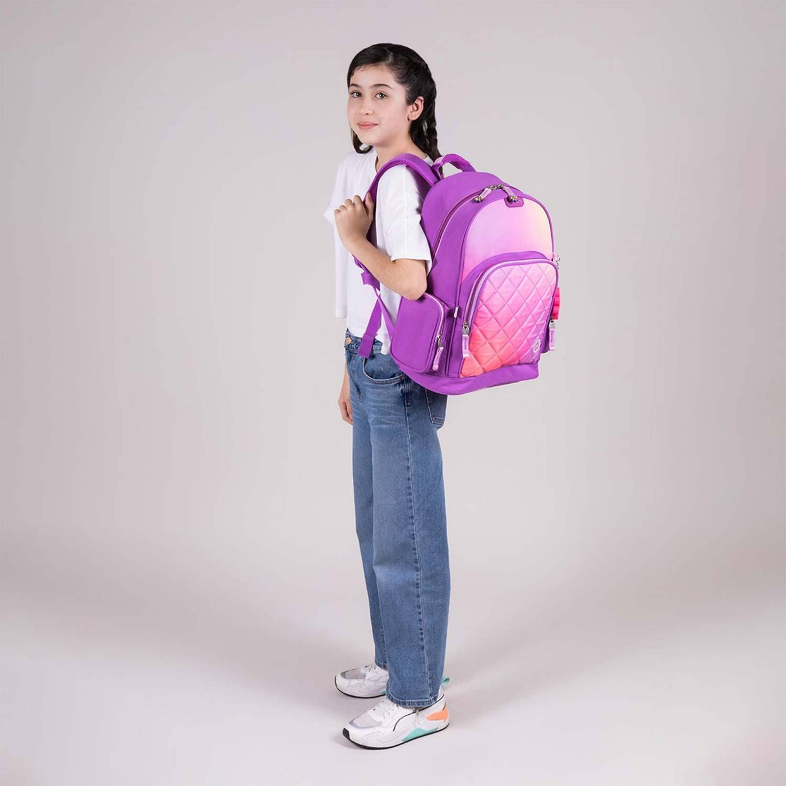 Mochila para niña grande Chenson Morado Happy Girl RADIAA 