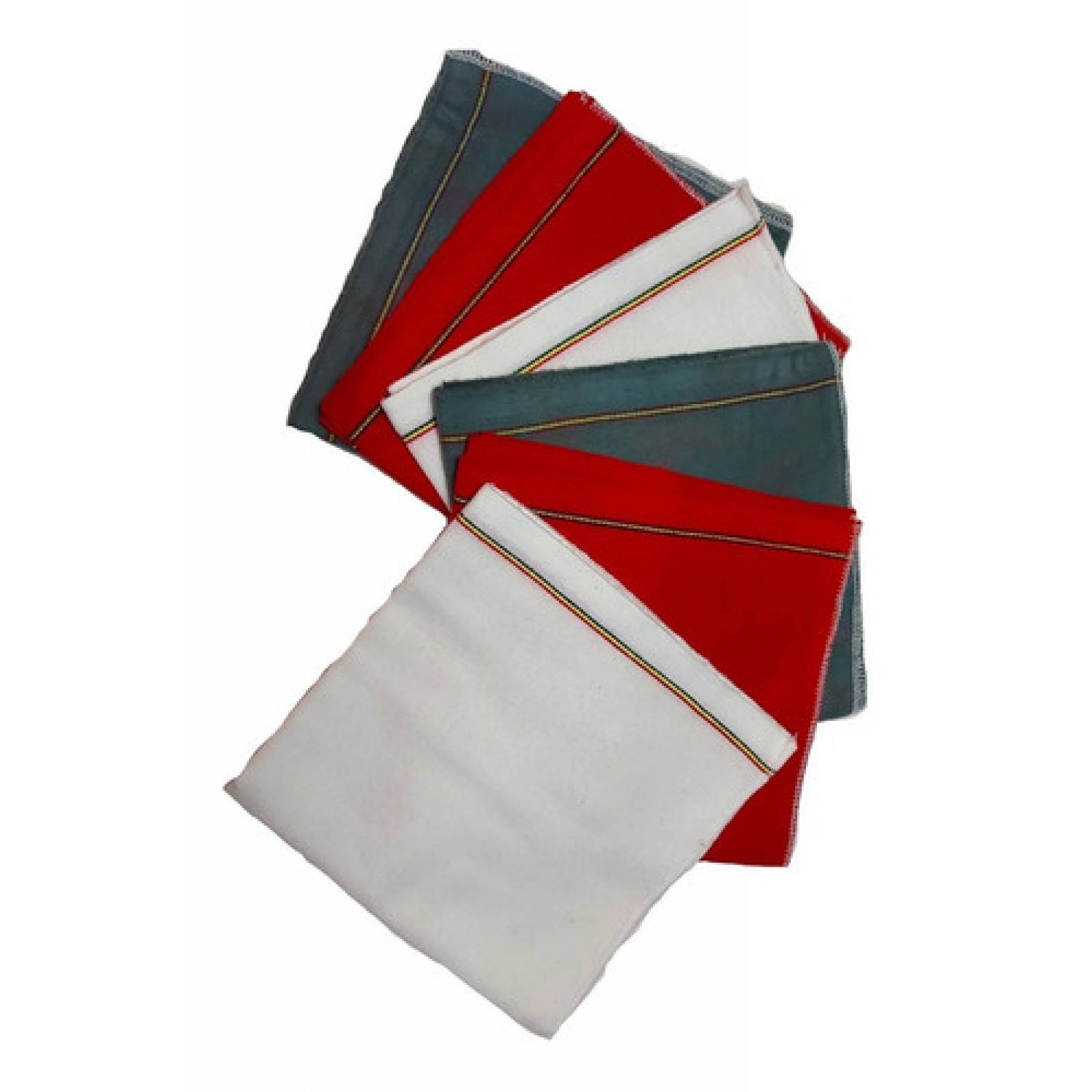 Paq. 12 Franelas 100 X 50 Cm Rojo, Blanco Y Gris Extra Fina