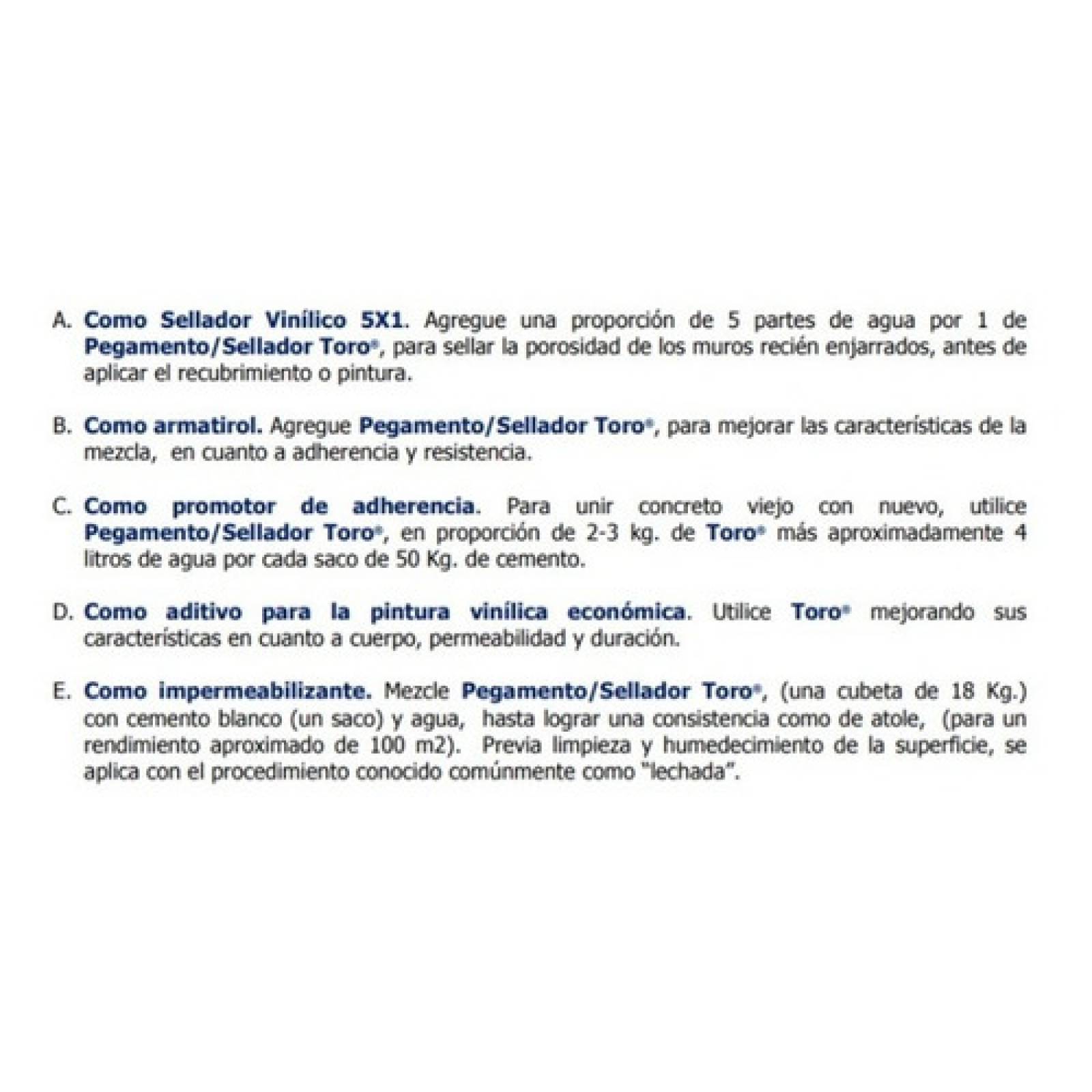 Pegamento Toro 18kg, Sellador 5x1, Armatirol, Etc