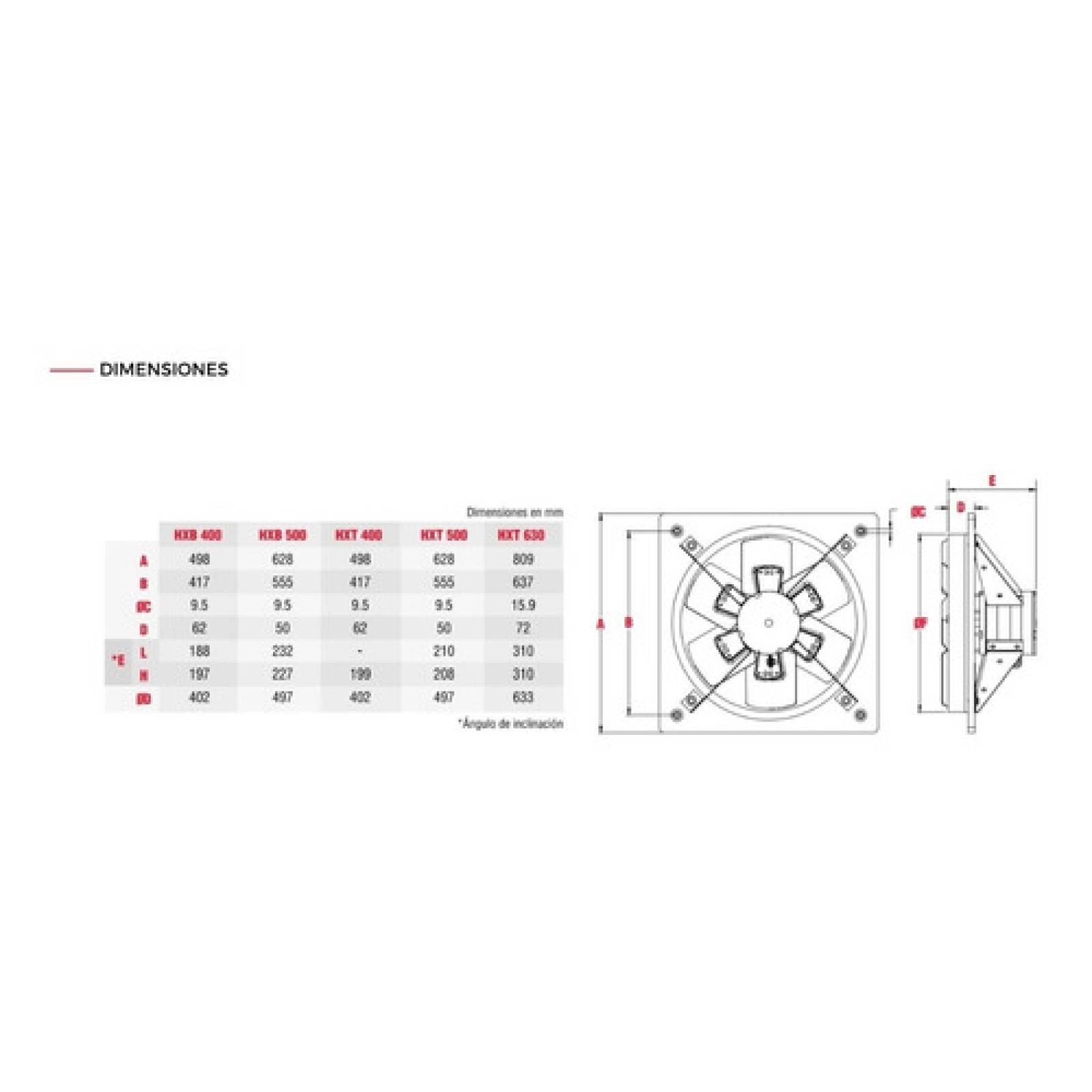 Extractor De Aire Para Muro Pared Axial Modelo Hxb-500l