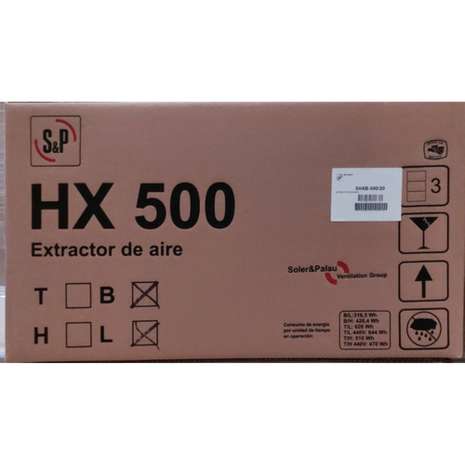 Extractor De Aire Para Muro Pared Axial Modelo Hxb-500l