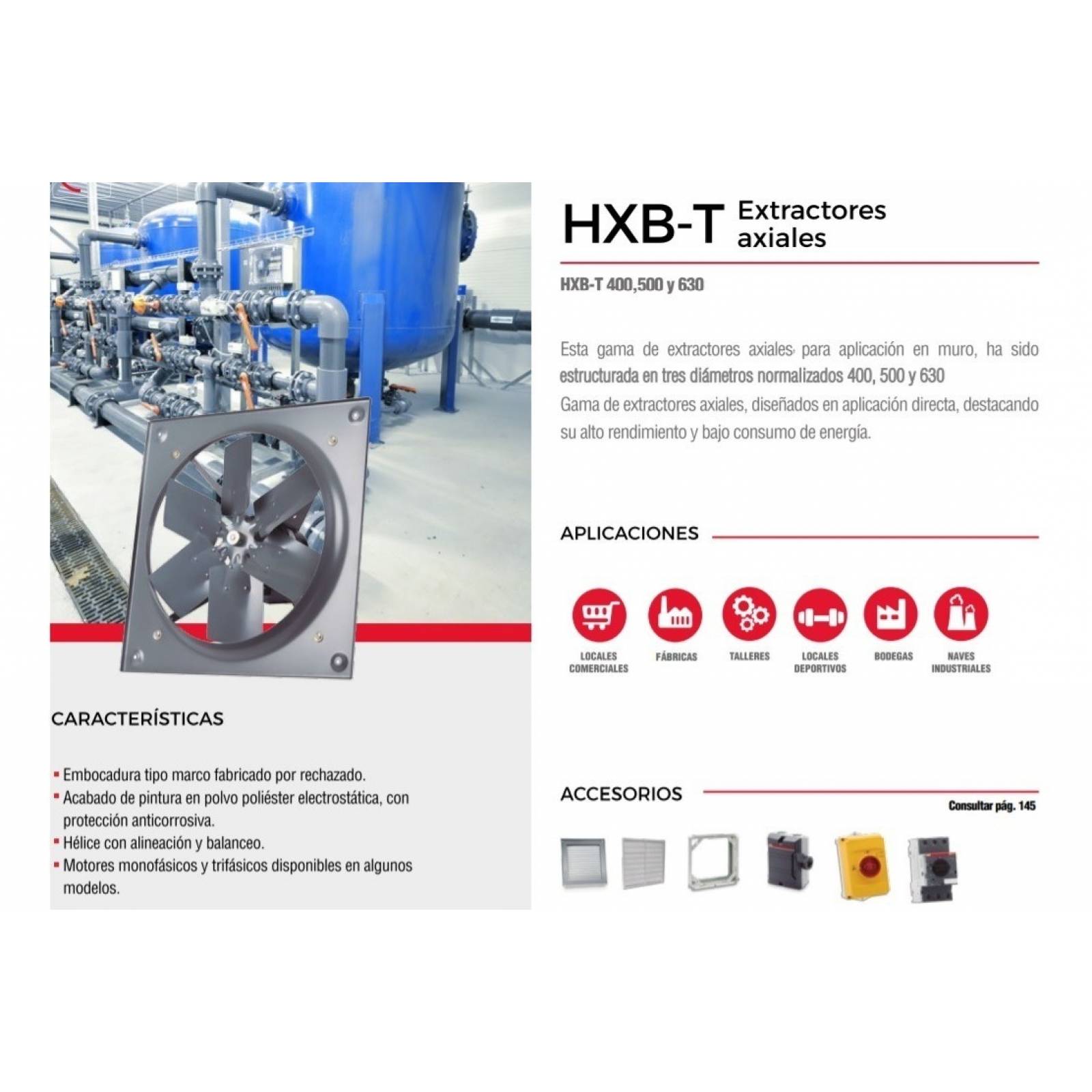 Extractor De Aire Para Muro Pared Axial Modelo Hxb 400 L