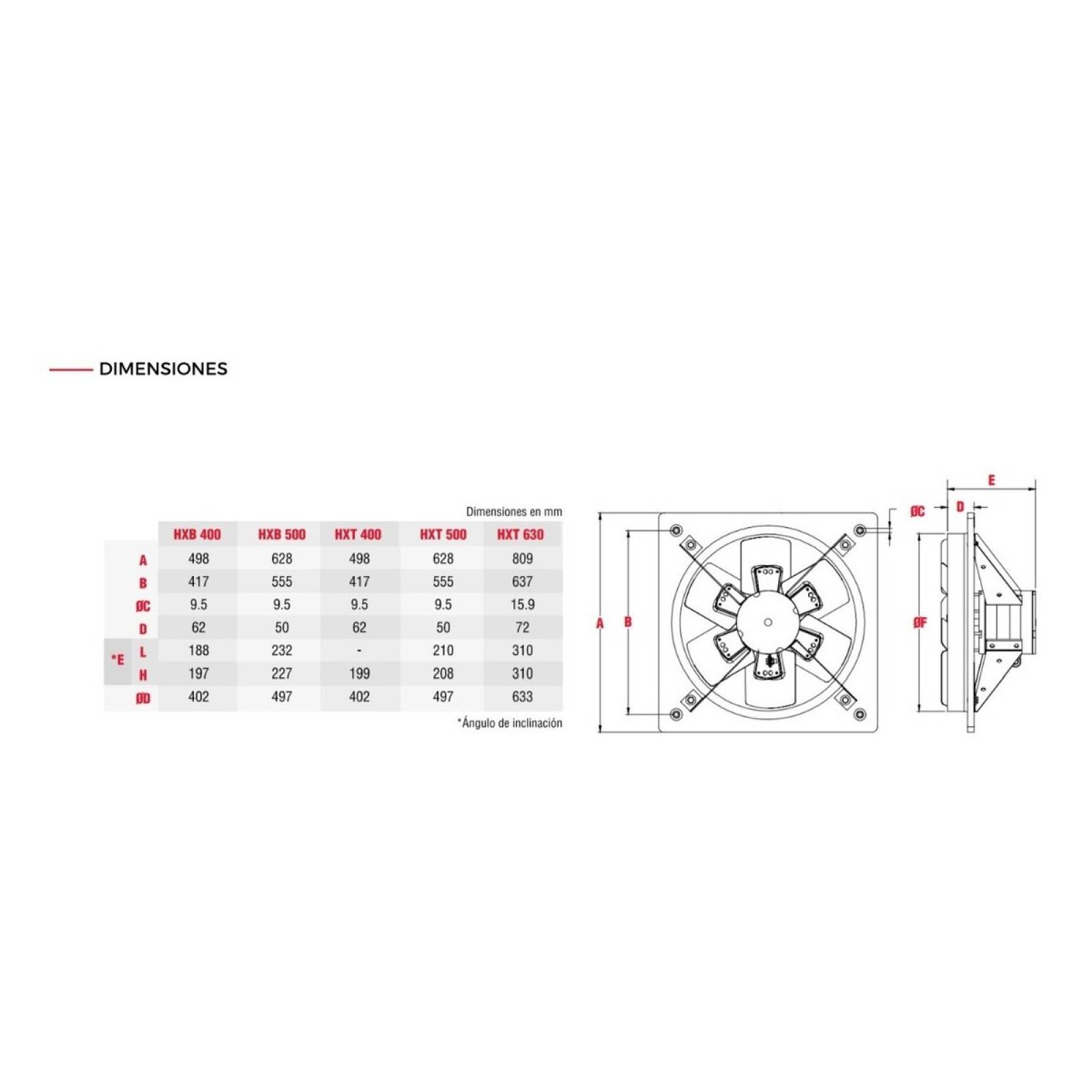 Extractor De Aire Para Muro Pared Axial Modelo Hxb 400 L