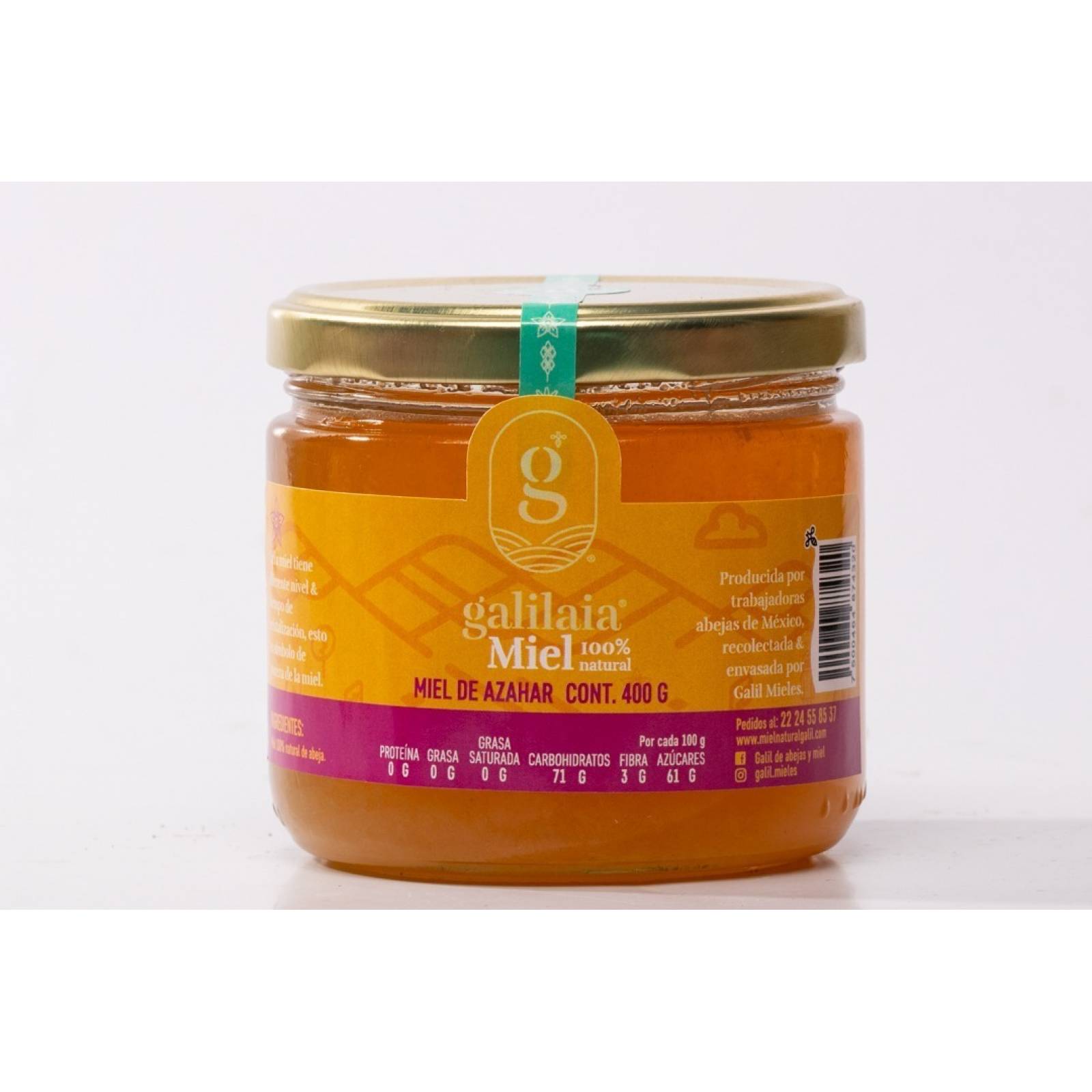 Miel De Abeja Pura Natural Orgánica Sustentable Azahar 400g