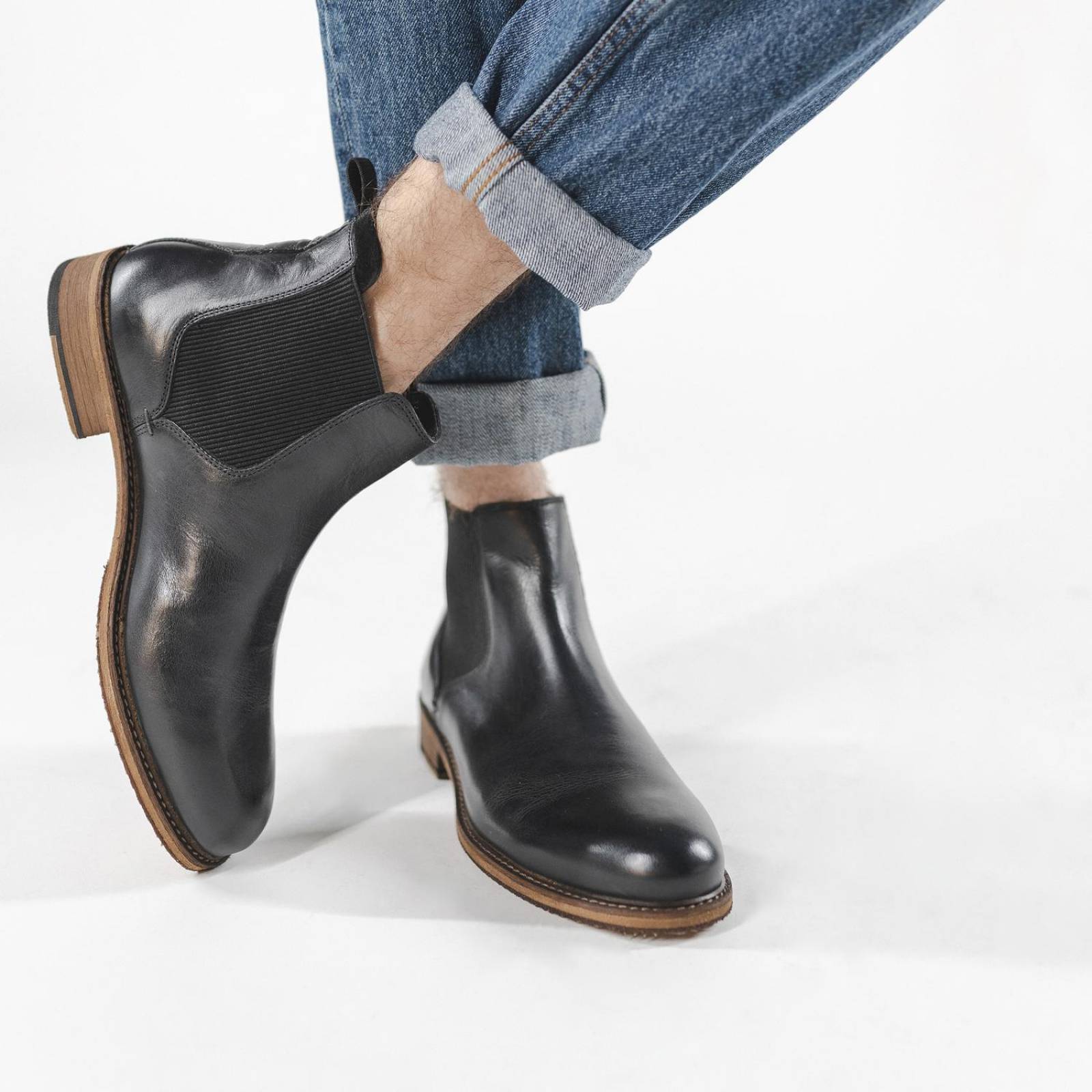 Bota Chelsea De Piel Paruno Y P2122492 Negro 