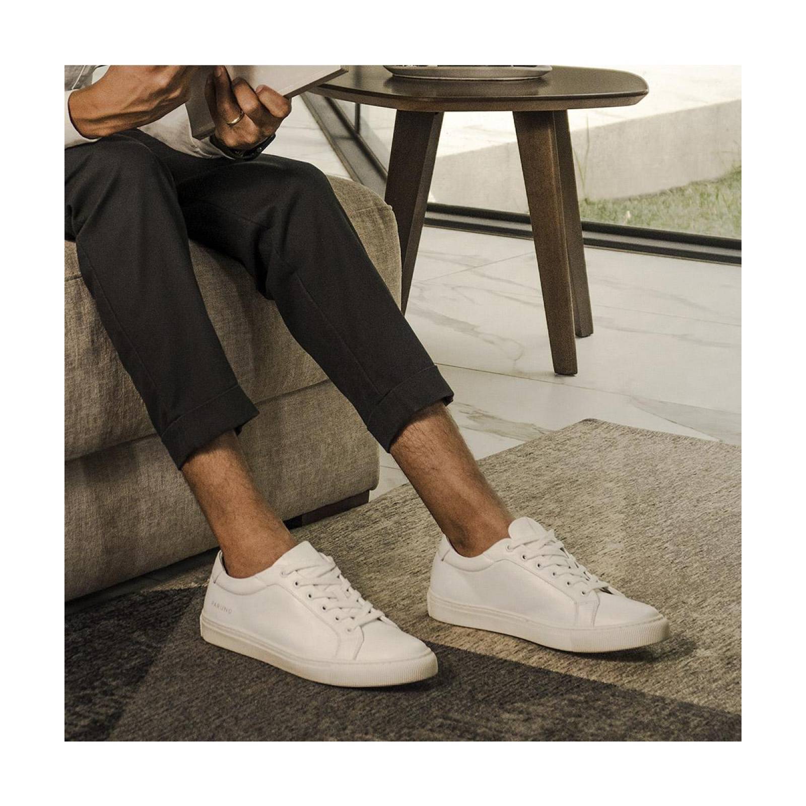 Tenis Paruno de Piel Hombre P2222561 Blanco 