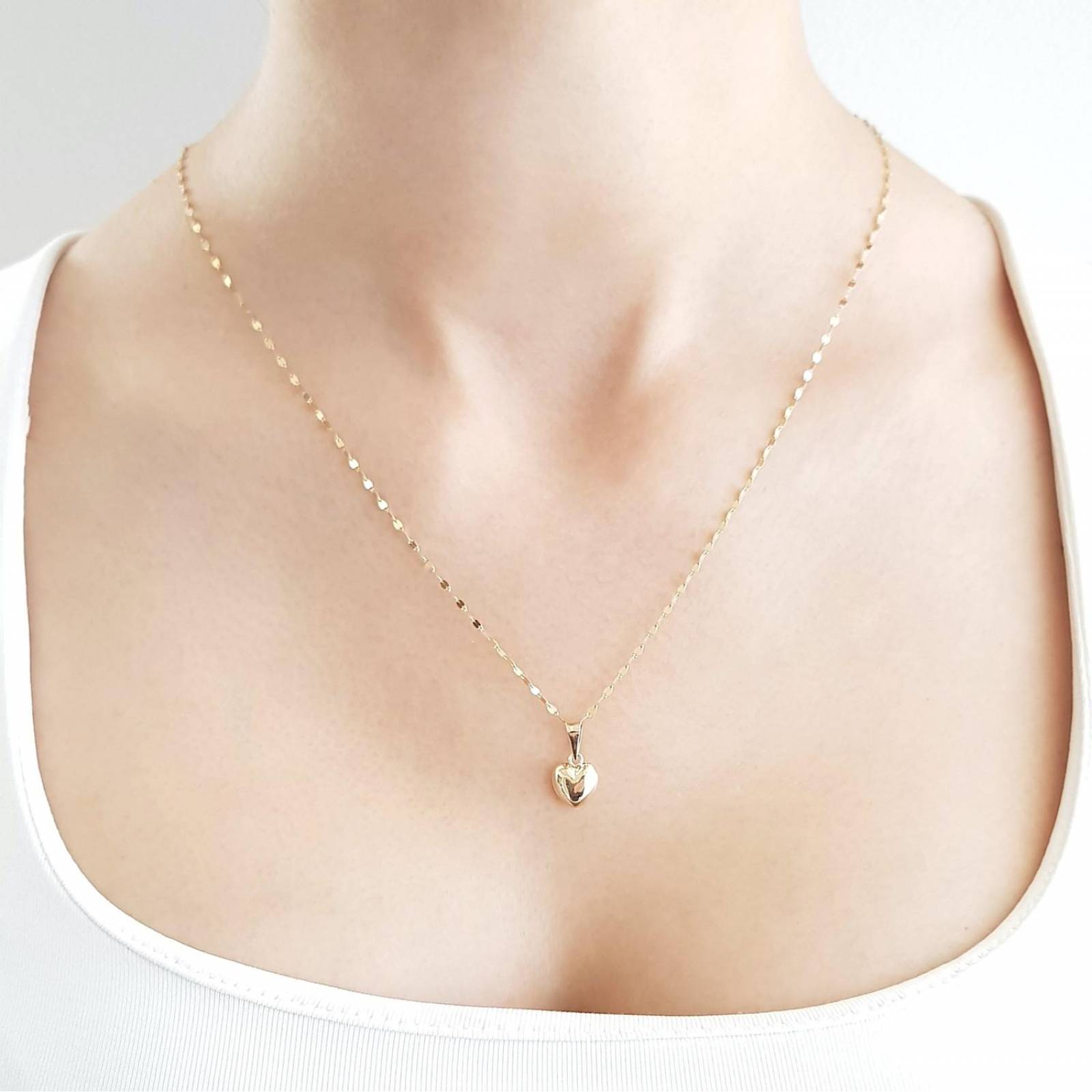 Cadena Gargantilla Dama Corazón Oro 10k Sólido 