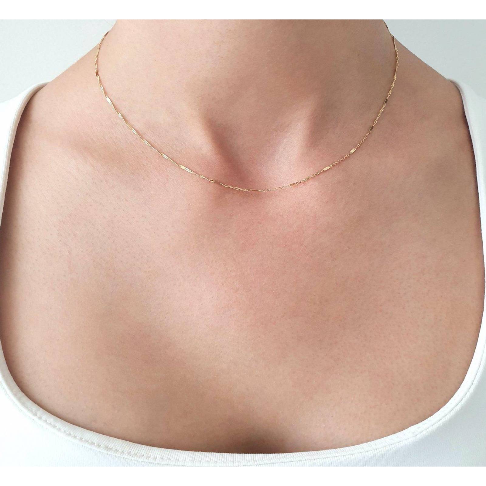 Cadena Estilo Singapur Oro Italiano Sólido 14k 40 cm 
