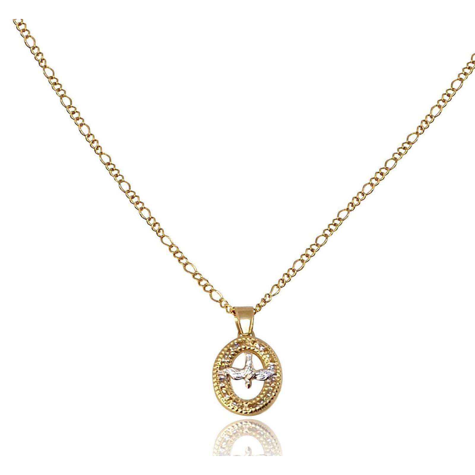 Cadena Medalla Dije Espíritu Santo Bautizo 1.1 cm Oro 10k Sólido 