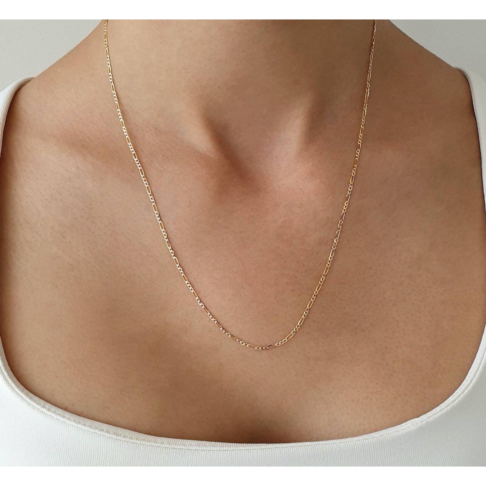 Cadena Estilo Cartier Diamantada Oro Italiano Sólido 14k 55 cm 