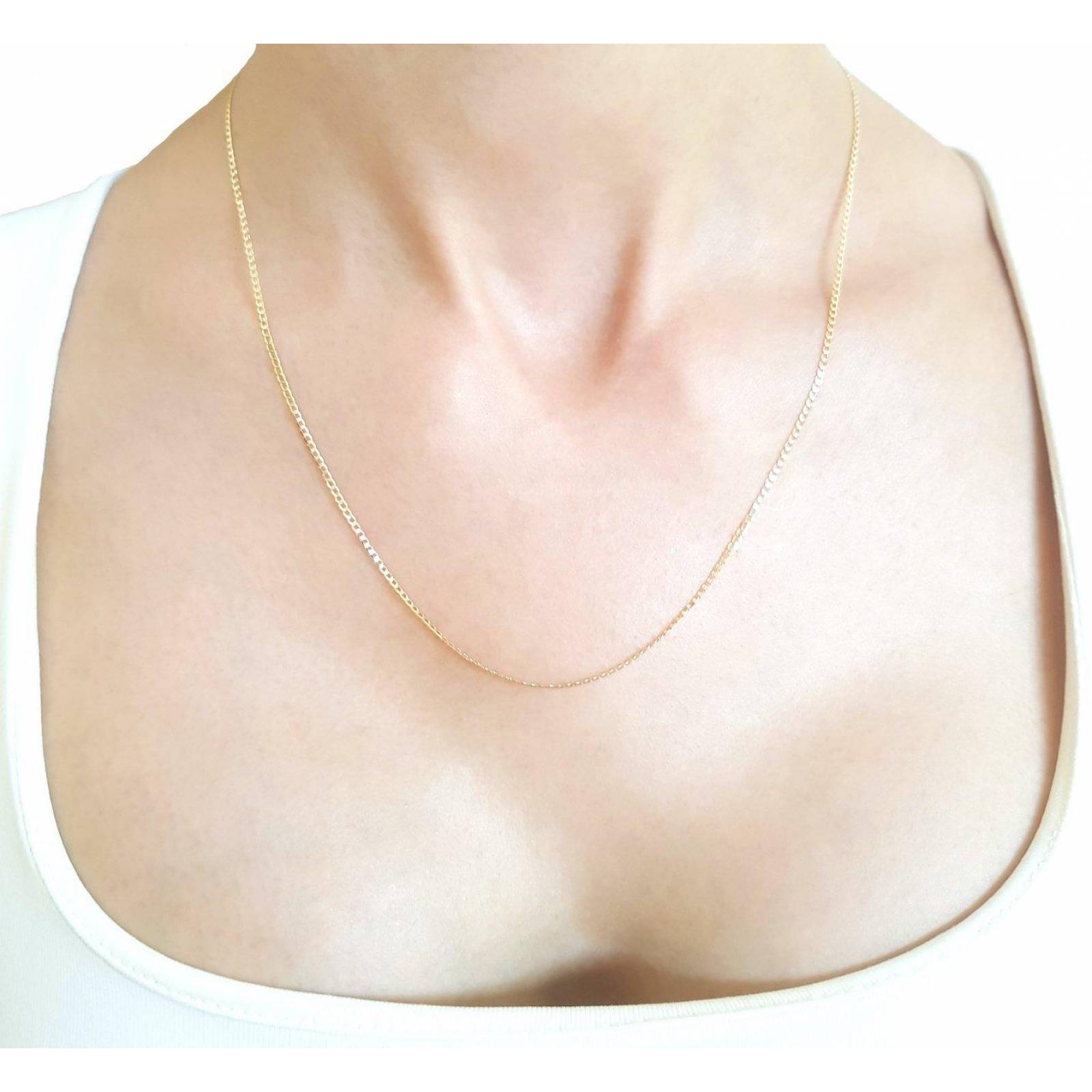 Cadena Estilo Barbada Oro Italiano Sólido 14k 50 cm 