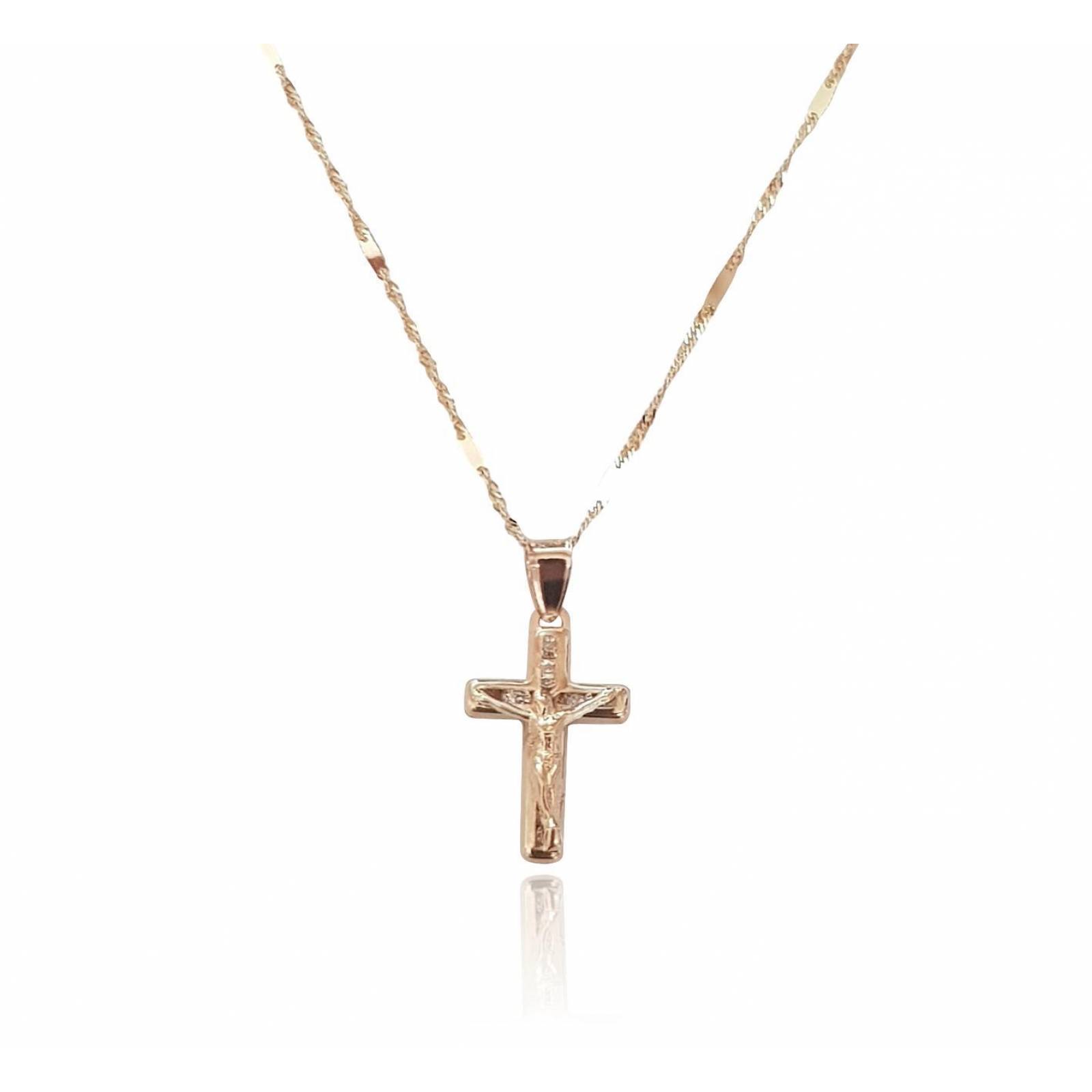 Preciosa Cadena Dije Cristo Para Bebe Bautizo Oro Sólido 10k 