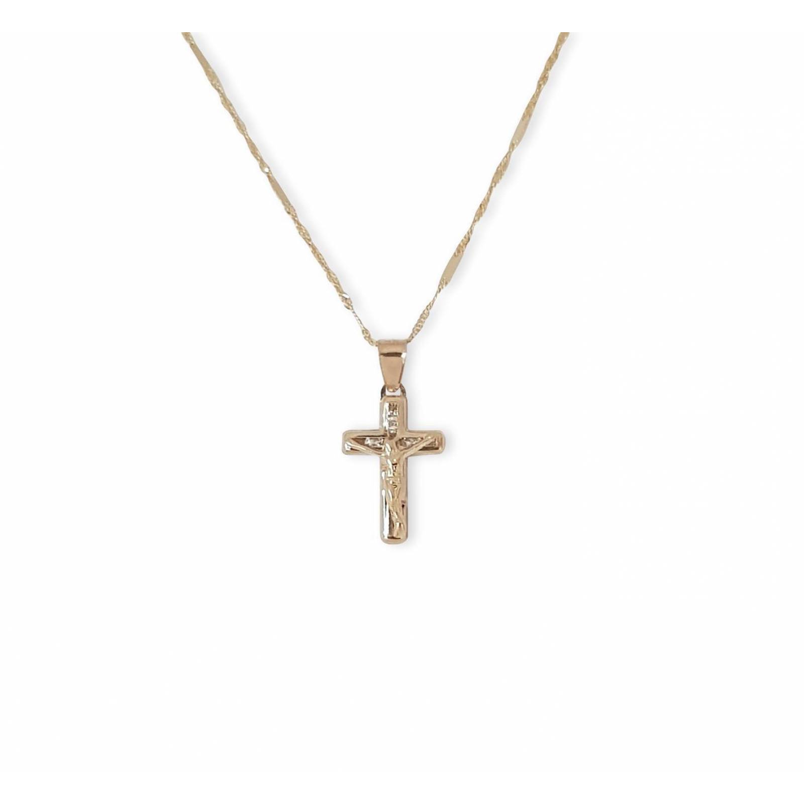 Preciosa Cadena Dije Cristo Para Bebe Bautizo Oro Sólido 10k 