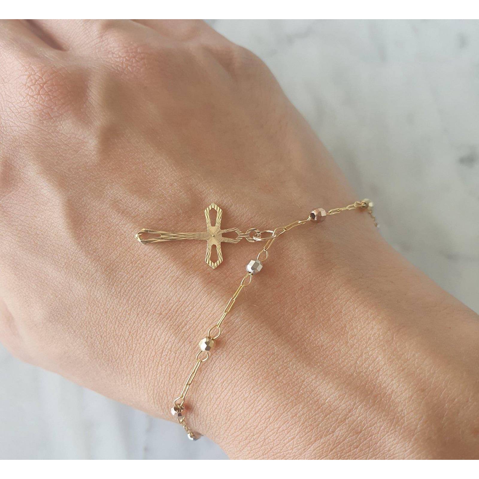 PULSERA MISTERIO 18 CM 3 OROS SÓLIDO 10K